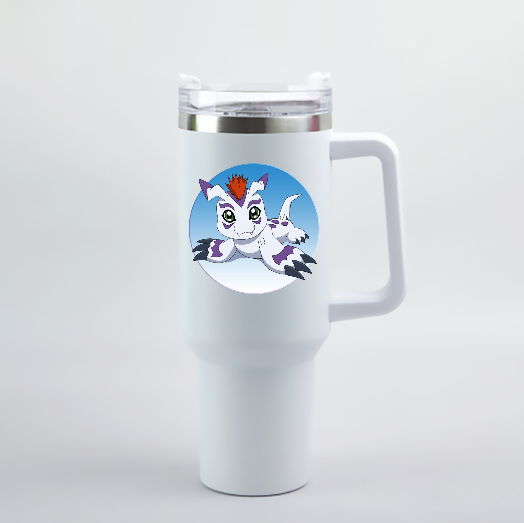 （画像用） Digimon デジタルモンスター/デジモン 1200mL車用タンブラー - クリスタルステッカー（プラスチックストロー付き）