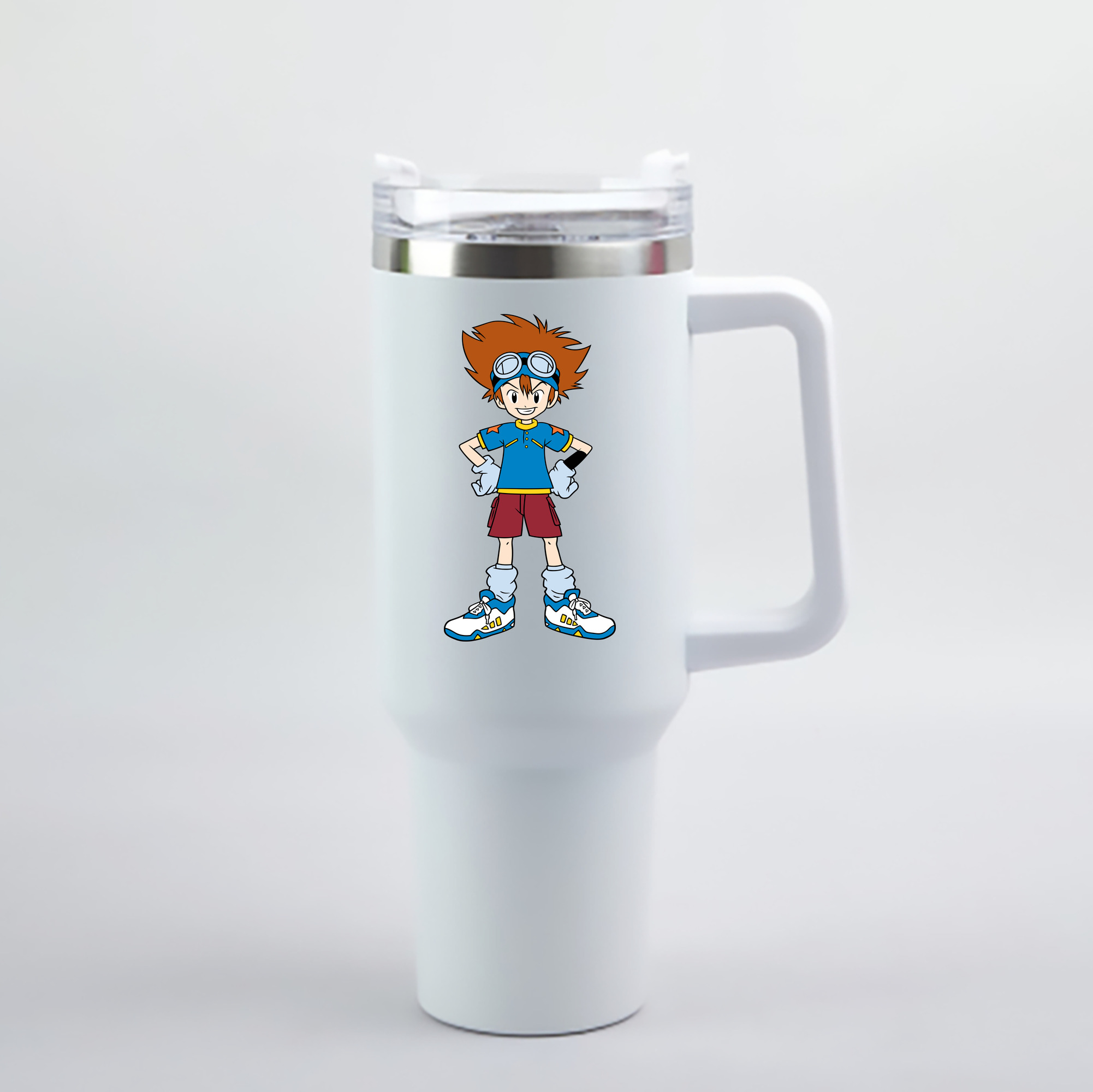 （画像用） Digimon デジタルモンスター/デジモン 1200mL車用タンブラー - クリスタルステッカー（プラスチックストロー付き）