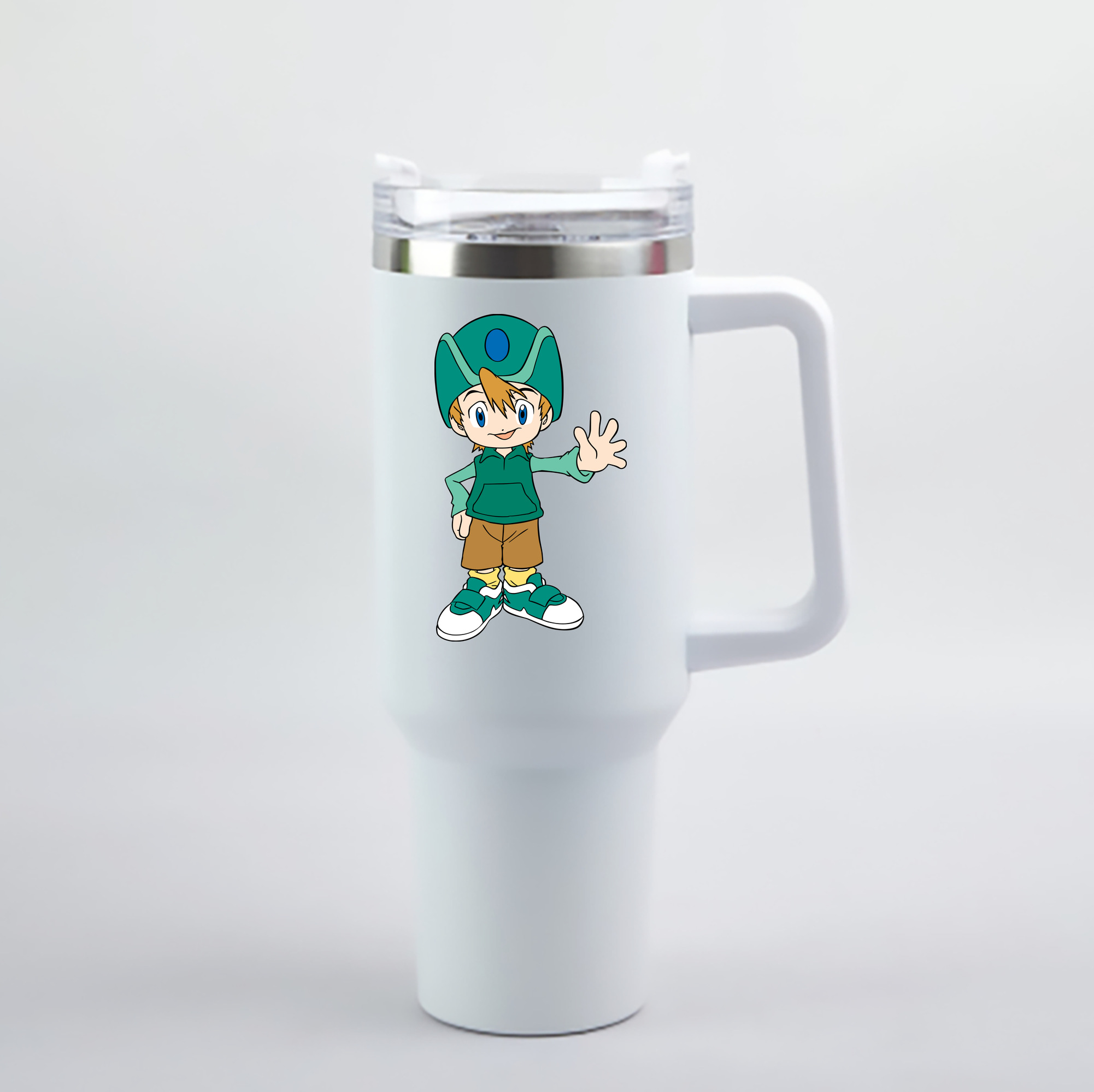 （画像用） Digimon デジタルモンスター/デジモン 1200mL車用タンブラー - クリスタルステッカー（プラスチックストロー付き）