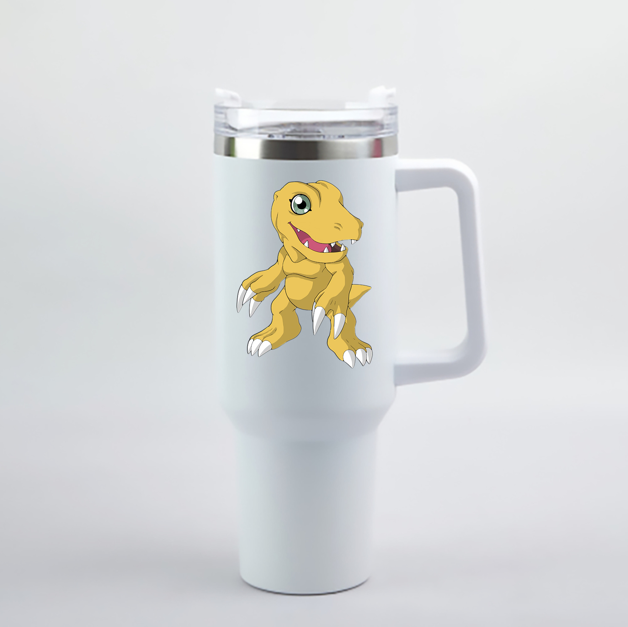 （画像用） Digimon デジタルモンスター/デジモン 1200mL車用タンブラー - クリスタルステッカー（プラスチックストロー付き）