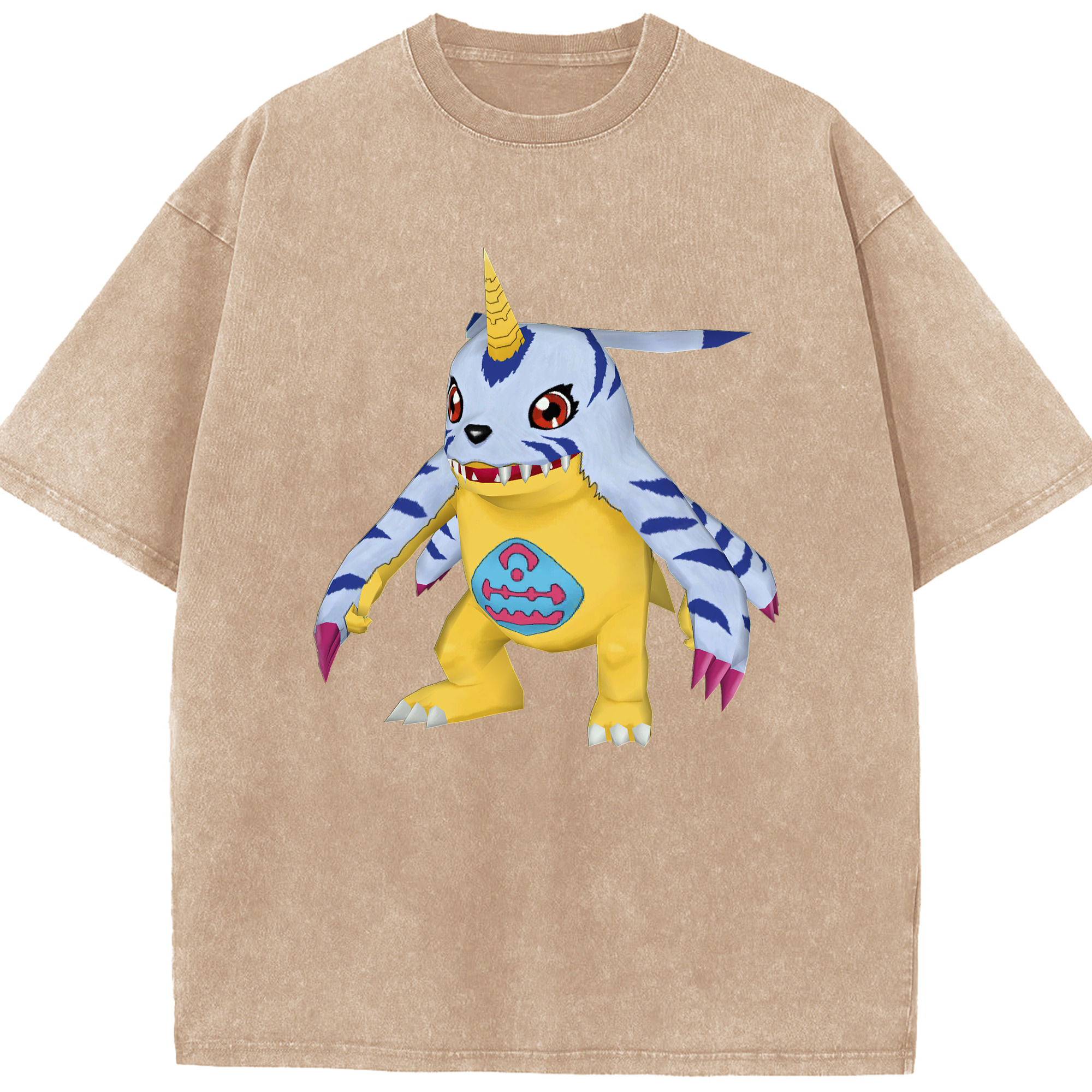 （画像用） Digimon デジタルモンスター/デジモン 綿100% ヴィンテージ風 半袖Tシャツ（フロントプリント）