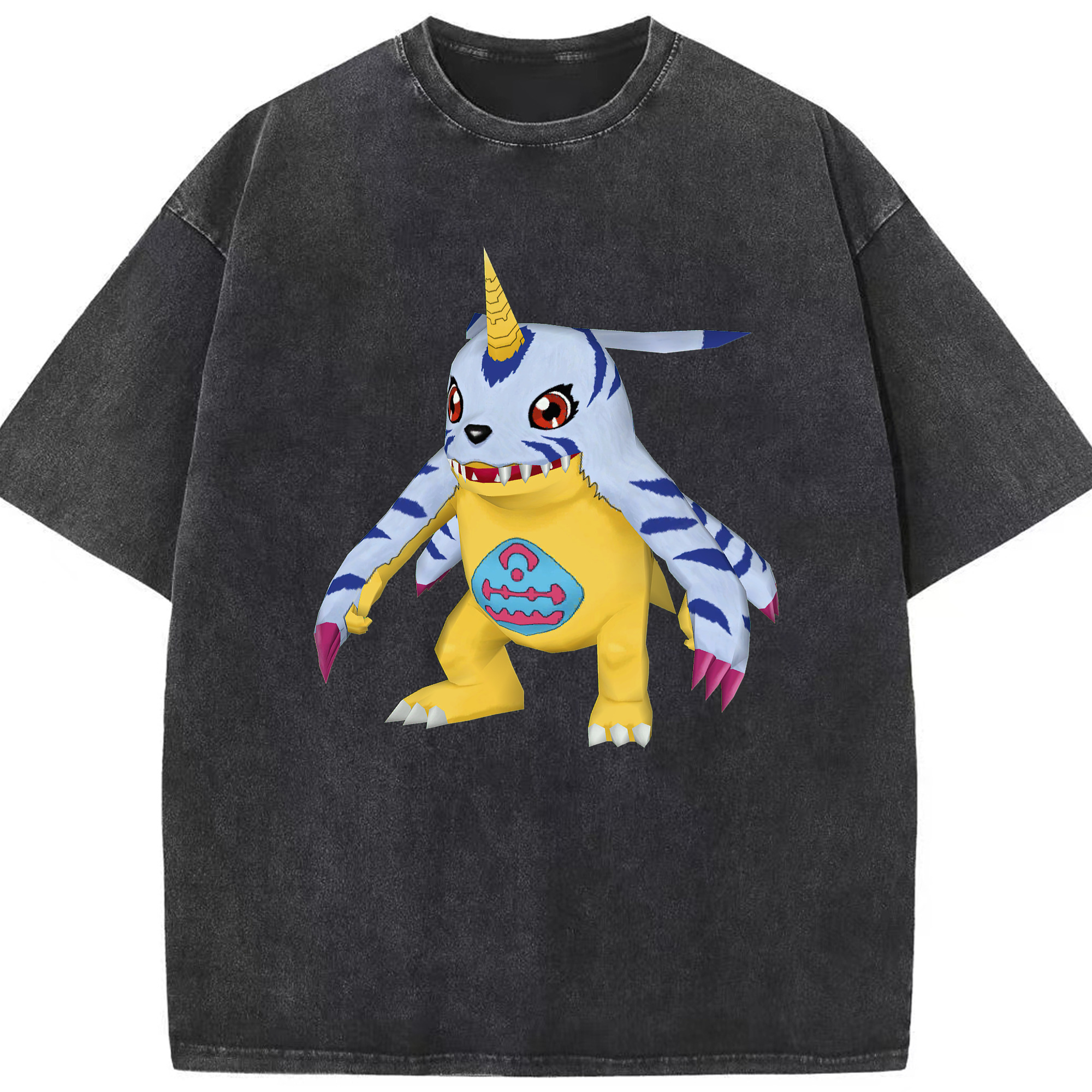 （画像用） Digimon デジタルモンスター/デジモン 綿100% ヴィンテージ風 半袖Tシャツ（フロントプリント）