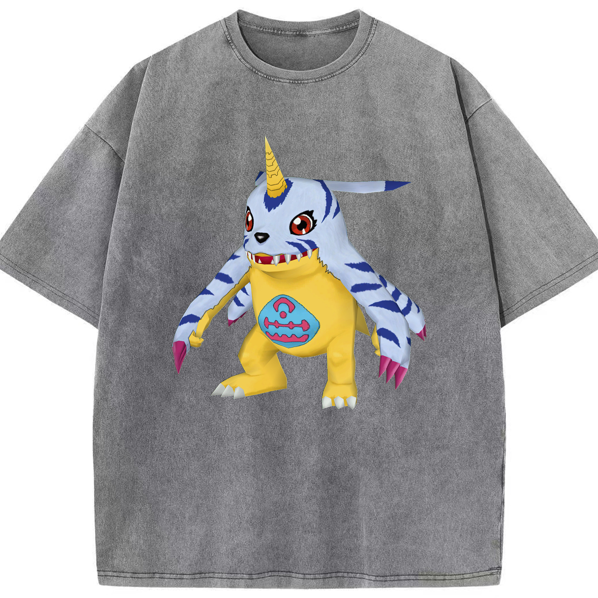 （画像用） Digimon デジタルモンスター/デジモン 綿100% ヴィンテージ風 半袖Tシャツ（フロントプリント）