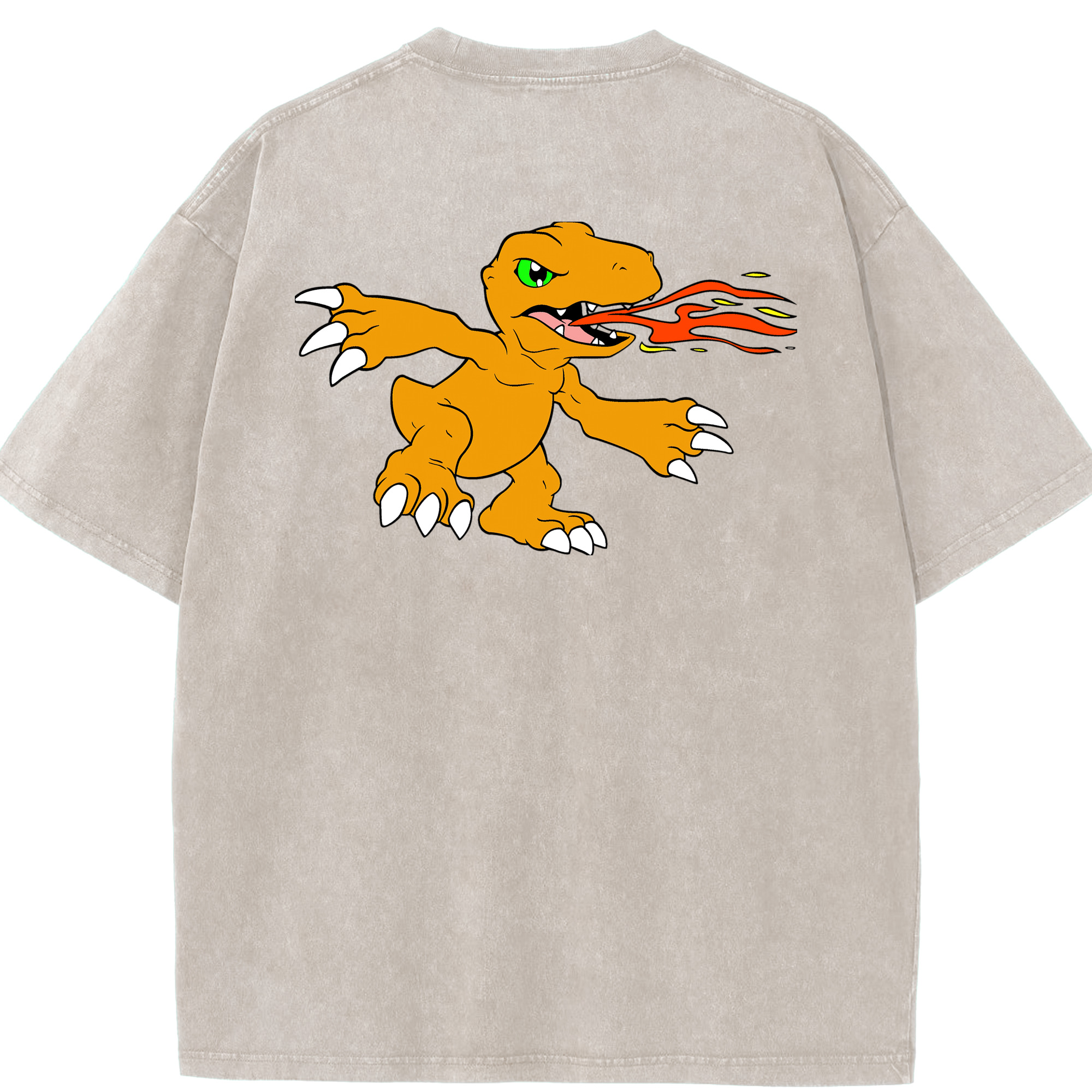 （画像用） Digimon デジタルモンスター/デジモン 綿100% ヴィンテージ風 半袖Tシャツ（背面プリント）