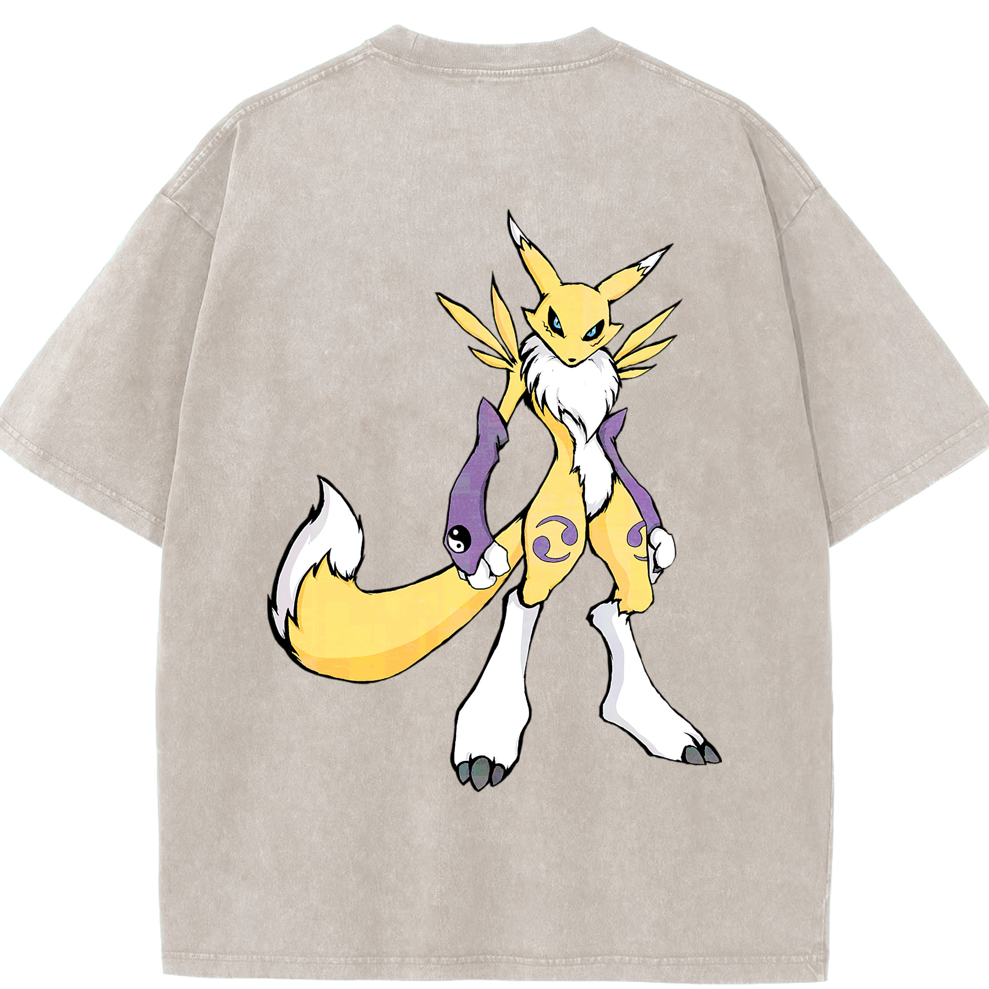 （画像用） Digimon デジタルモンスター/デジモン 綿100% ヴィンテージ風 半袖Tシャツ（背面プリント）