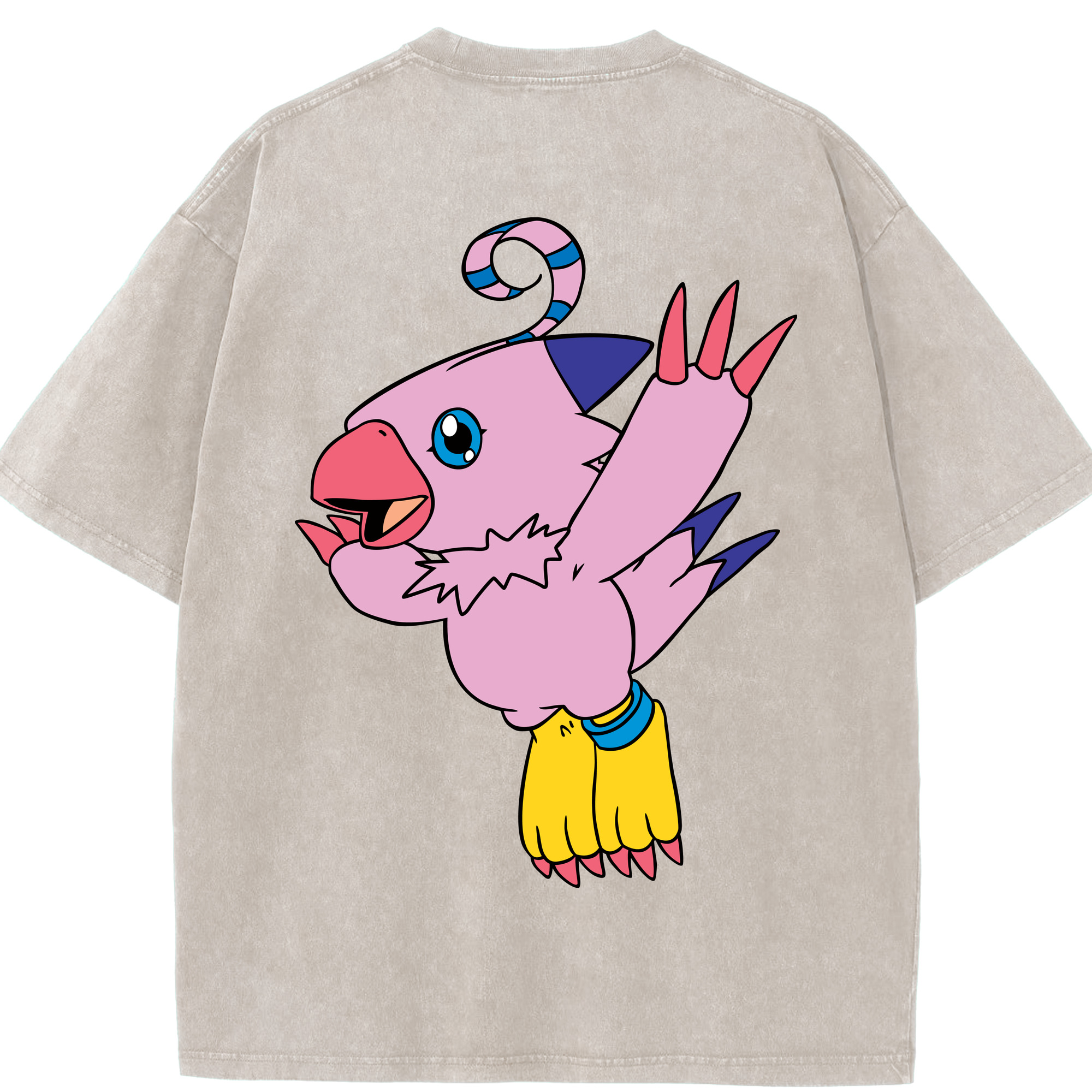 （画像用） Digimon デジタルモンスター/デジモン 綿100% ヴィンテージ風 半袖Tシャツ（背面プリント）
