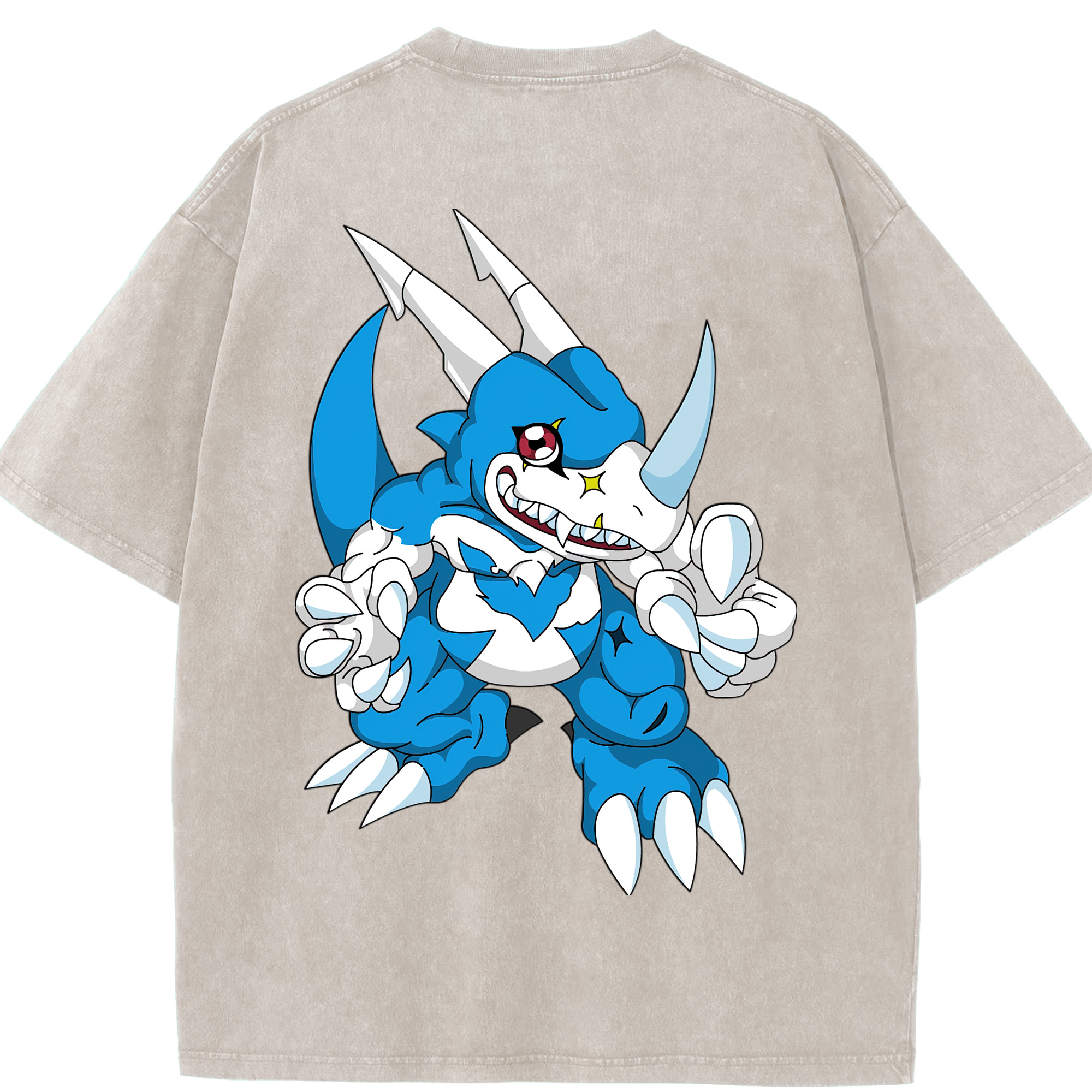 （画像用） Digimon デジタルモンスター/デジモン 綿100% ヴィンテージ風 半袖Tシャツ（背面プリント）
