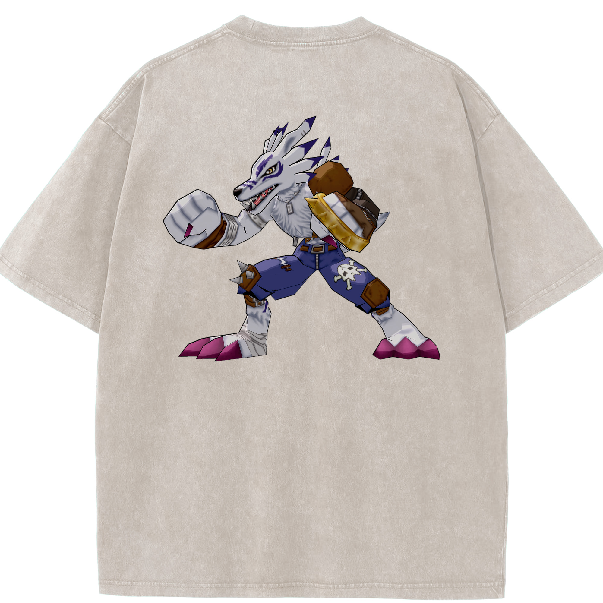 （画像用） Digimon デジタルモンスター/デジモン 綿100% ヴィンテージ風 半袖Tシャツ（背面プリント）