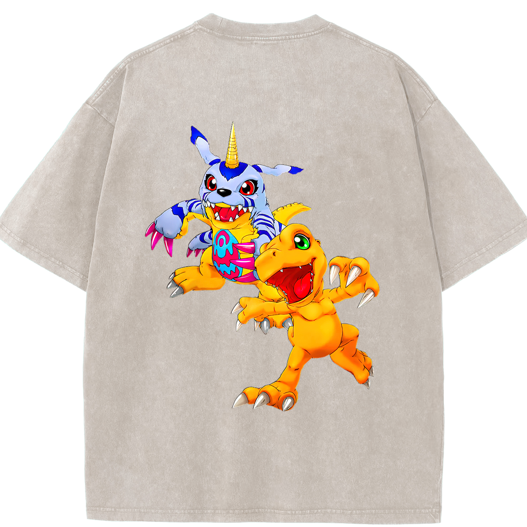 （画像用） Digimon デジタルモンスター/デジモン 綿100% ヴィンテージ風 半袖Tシャツ（背面プリント）