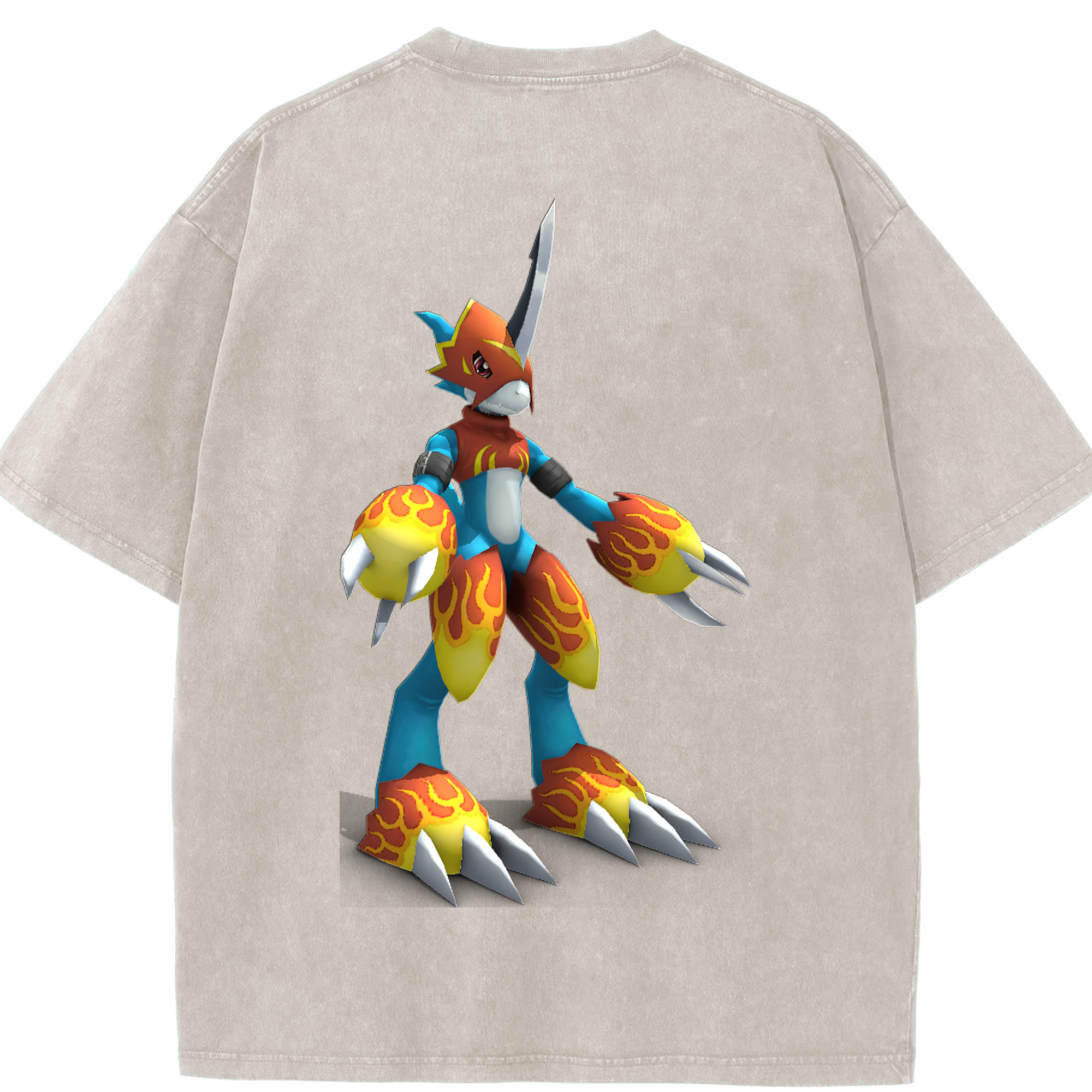 （画像用） Digimon デジタルモンスター/デジモン 綿100% ヴィンテージ風 半袖Tシャツ（背面プリント）