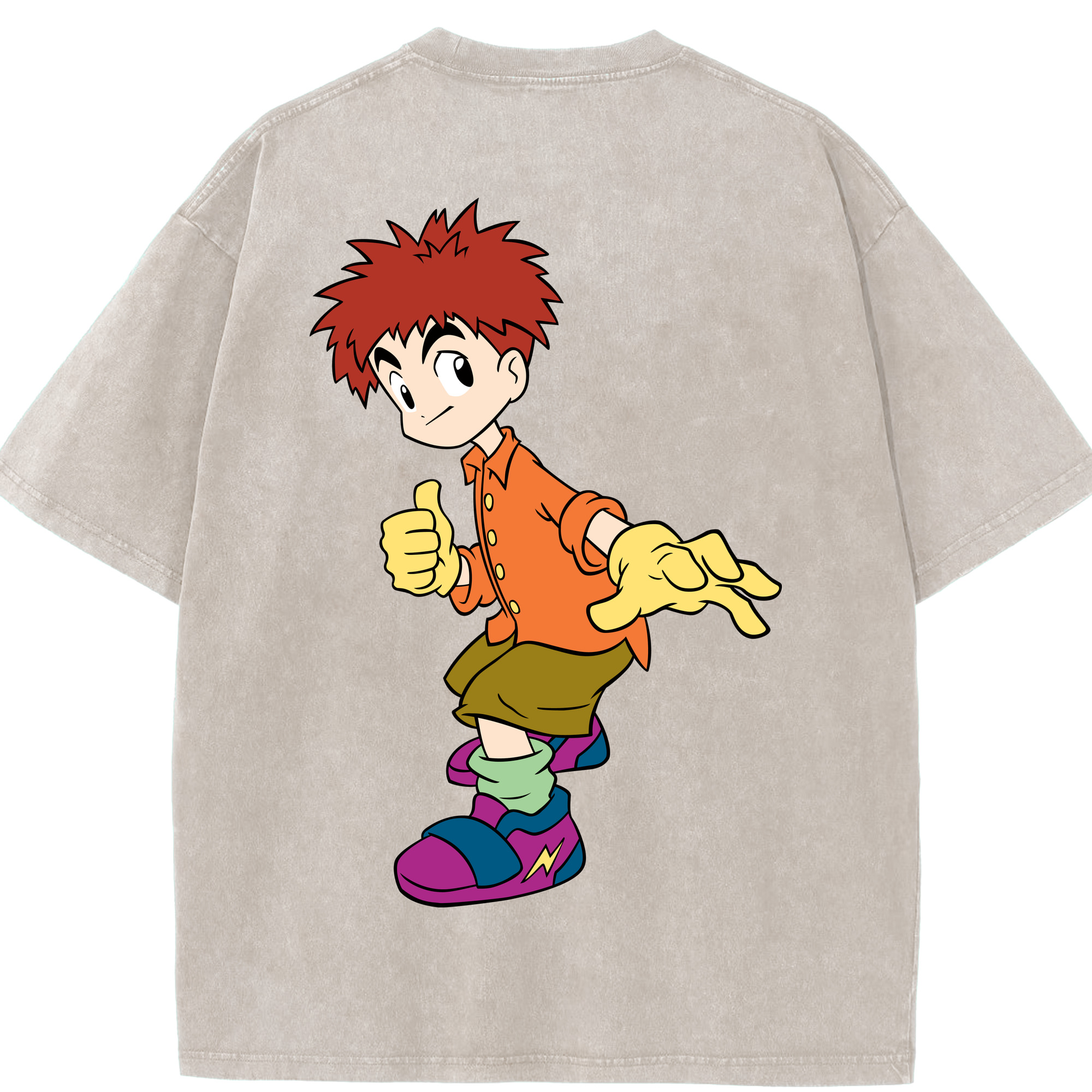 （画像用） Digimon デジタルモンスター/デジモン 綿100% ヴィンテージ風 半袖Tシャツ（背面プリント）