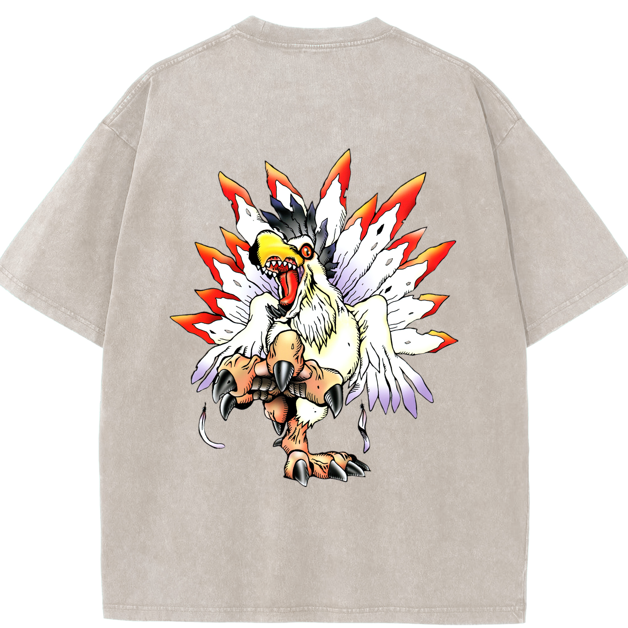 （画像用） Digimon デジタルモンスター/デジモン 綿100% ヴィンテージ風 半袖Tシャツ（背面プリント）