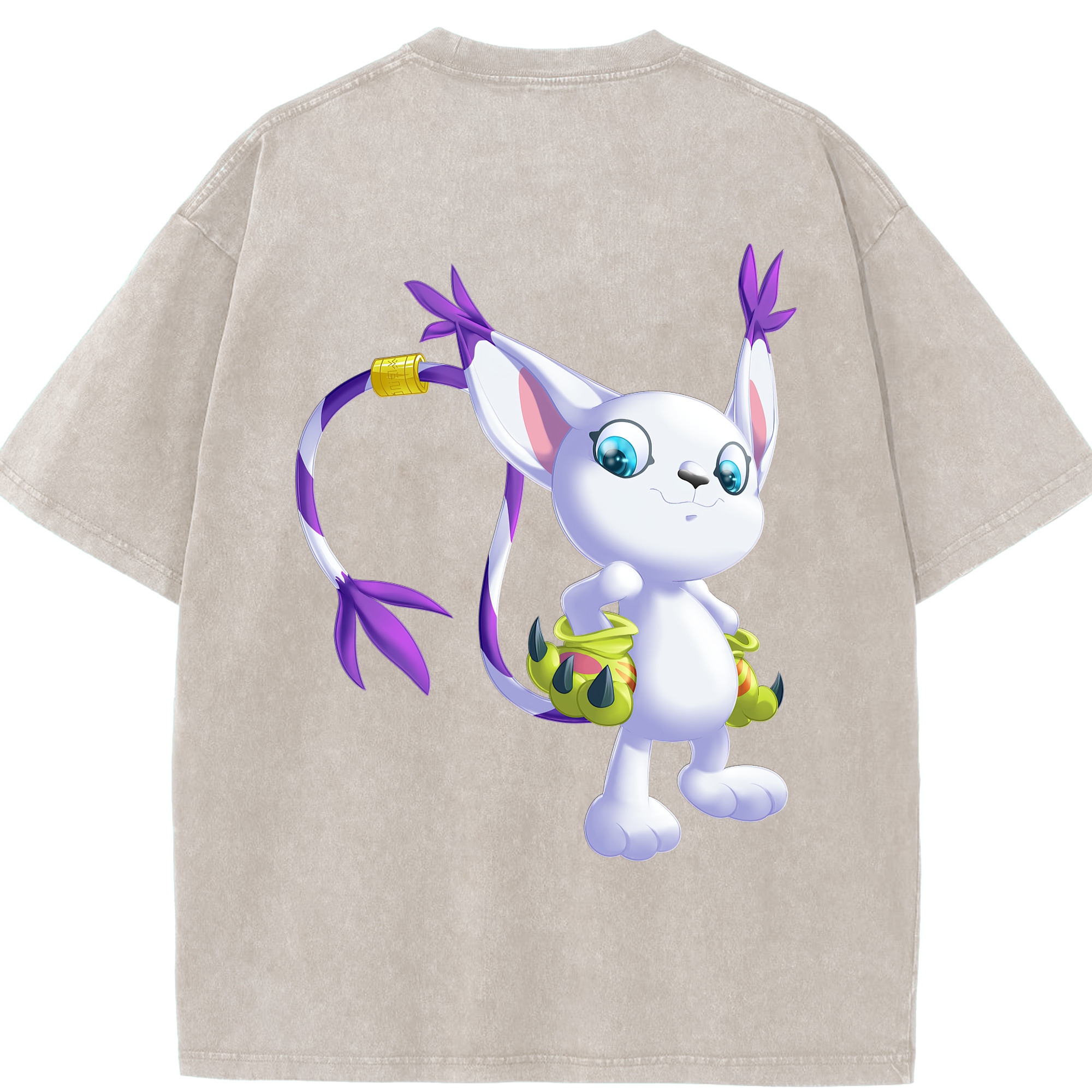 （画像用） Digimon デジタルモンスター/デジモン 綿100% ヴィンテージ風 半袖Tシャツ（背面プリント）