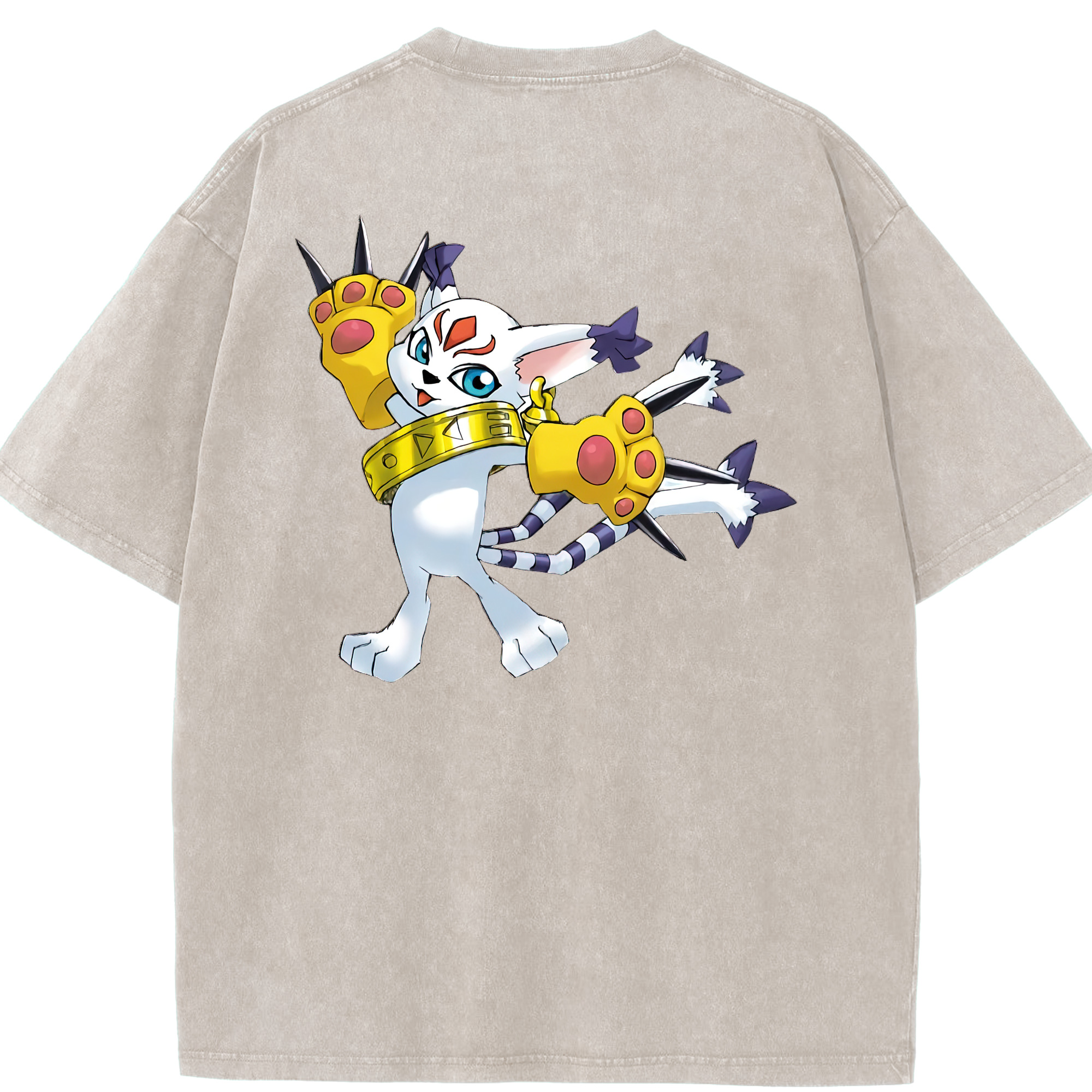 （画像用） Digimon デジタルモンスター/デジモン 綿100% ヴィンテージ風 半袖Tシャツ（背面プリント）