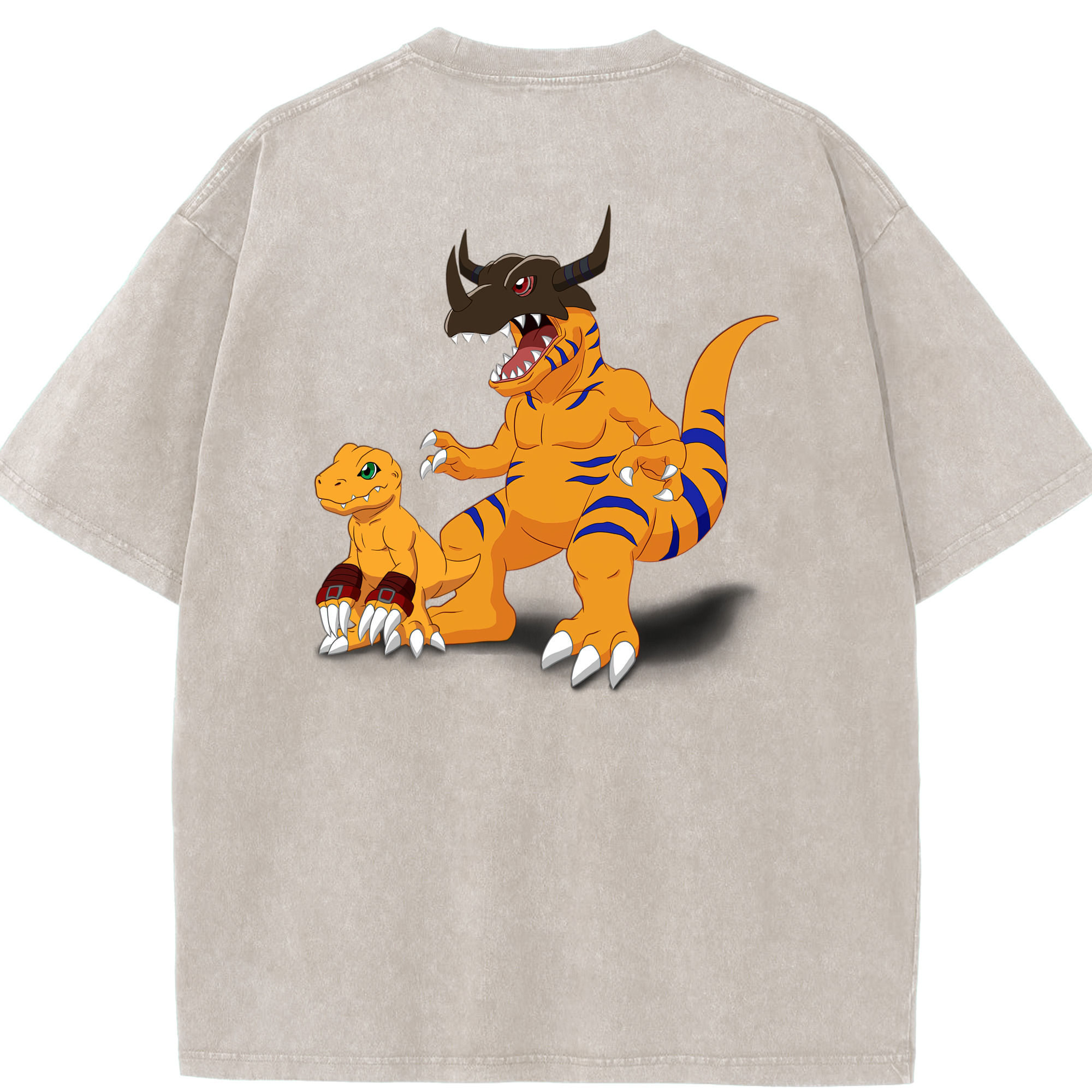 （画像用） Digimon デジタルモンスター/デジモン 綿100% ヴィンテージ風 半袖Tシャツ（背面プリント）