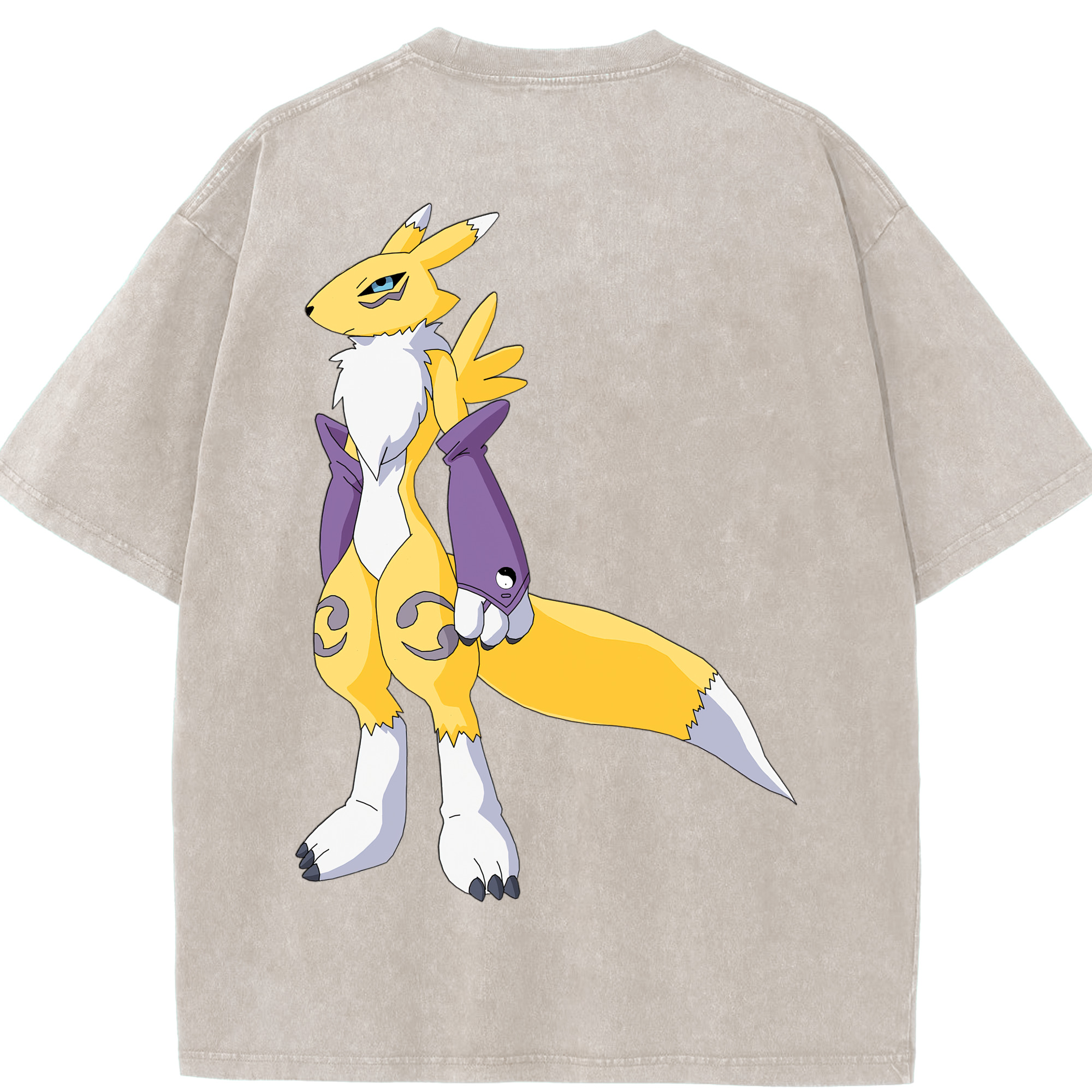 （画像用） Digimon デジタルモンスター/デジモン 綿100% ヴィンテージ風 半袖Tシャツ（背面プリント）
