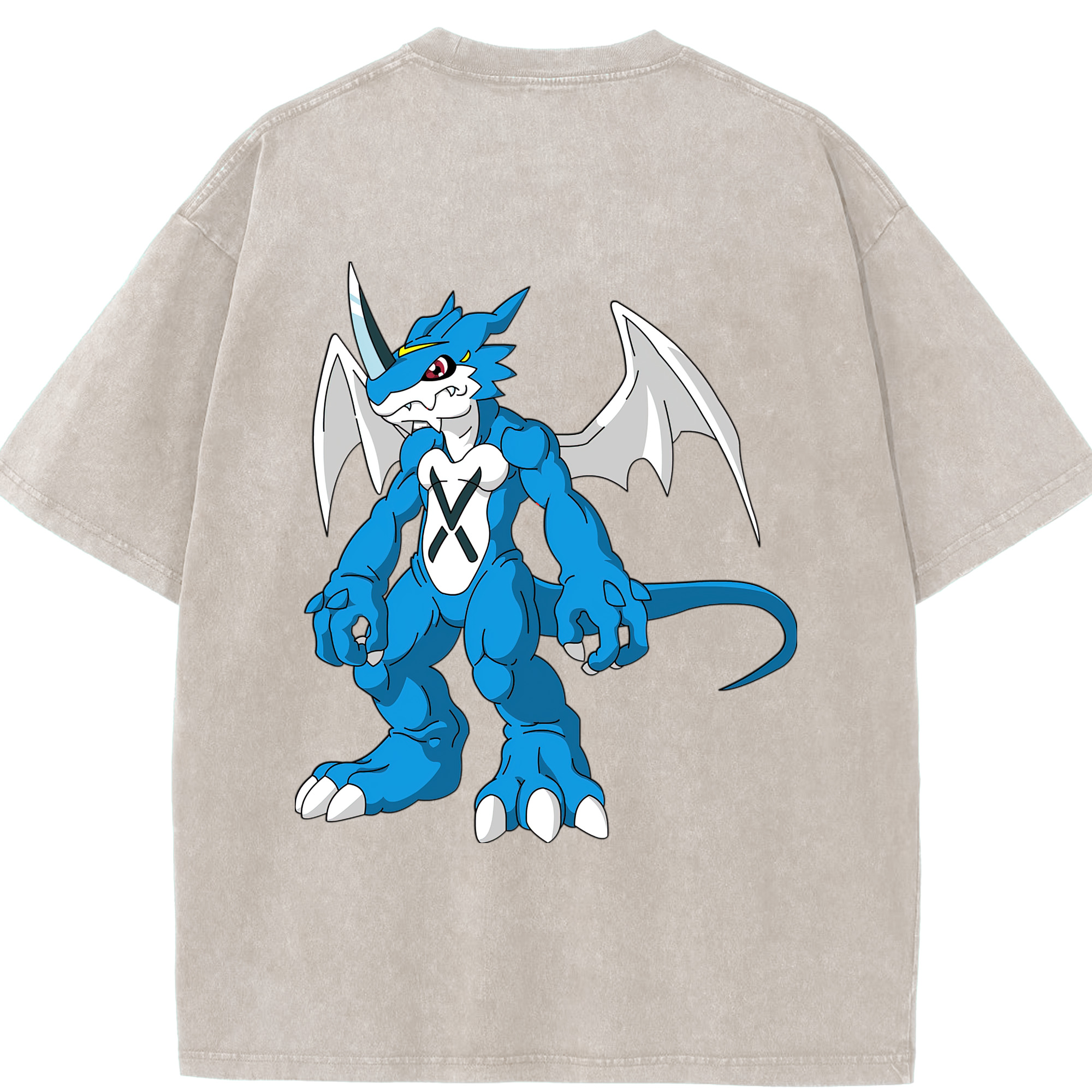 （画像用） Digimon デジタルモンスター/デジモン 綿100% ヴィンテージ風 半袖Tシャツ（背面プリント）