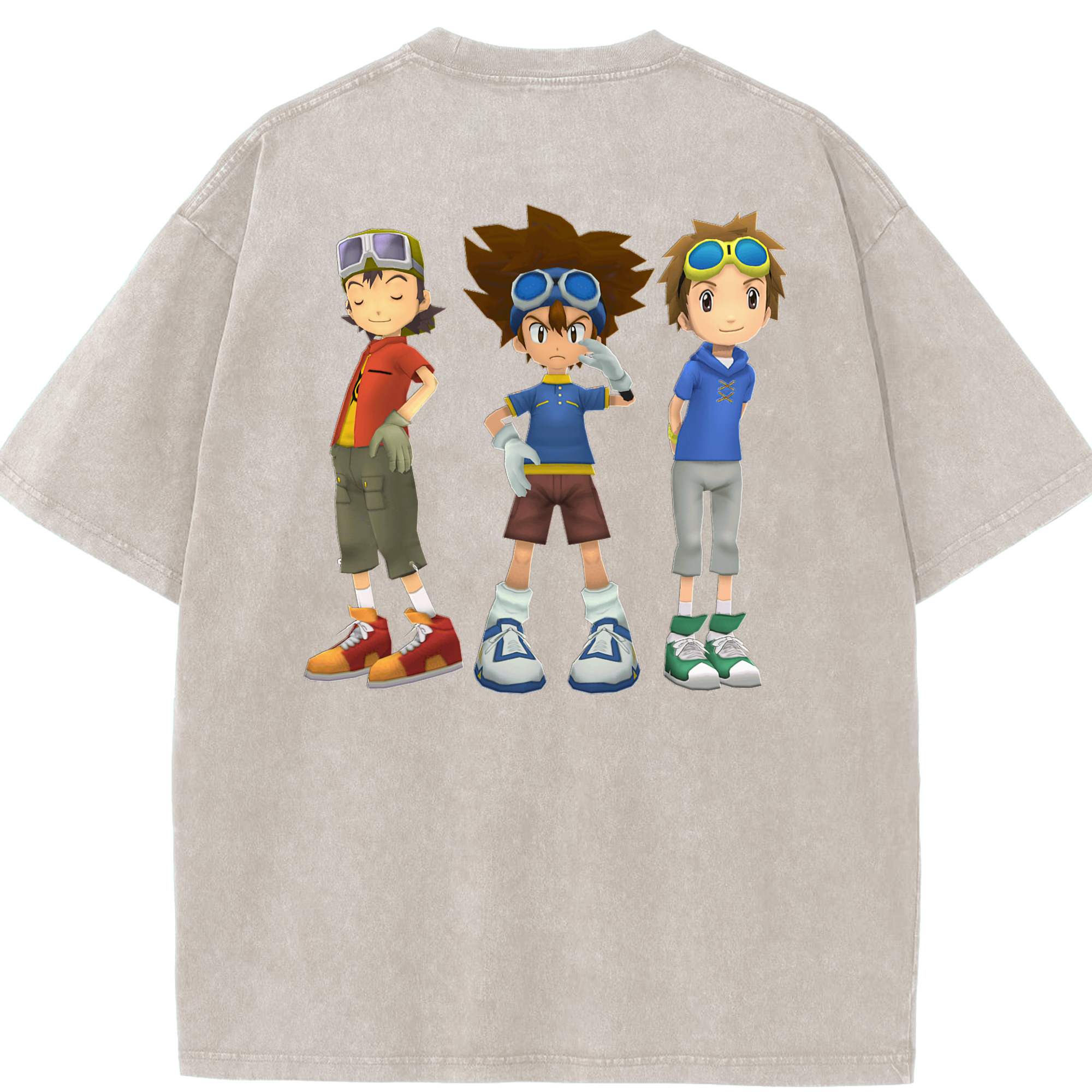 （画像用） Digimon デジタルモンスター/デジモン 綿100% ヴィンテージ風 半袖Tシャツ（背面プリント）