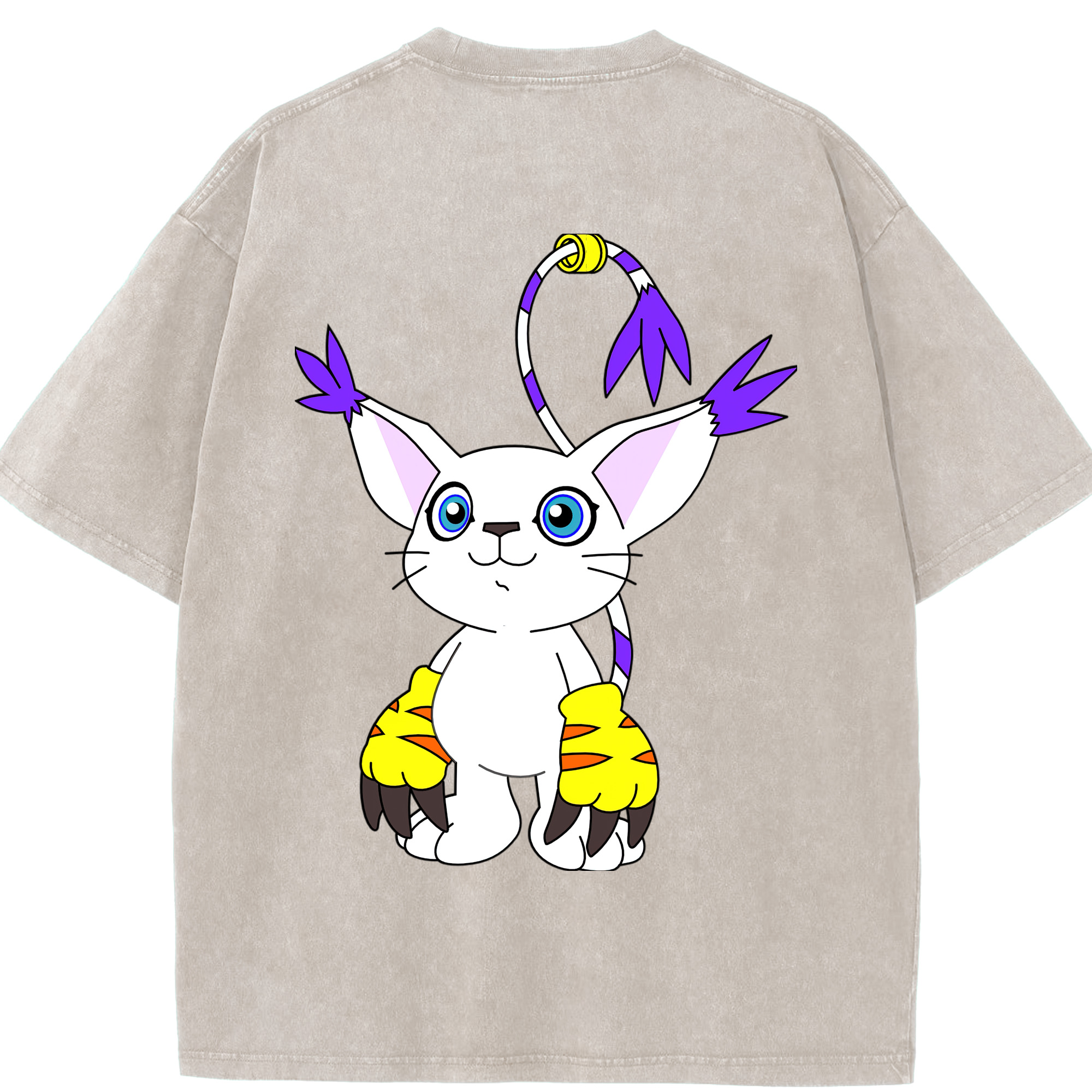 （画像用） Digimon デジタルモンスター/デジモン 綿100% ヴィンテージ風 半袖Tシャツ（背面プリント）