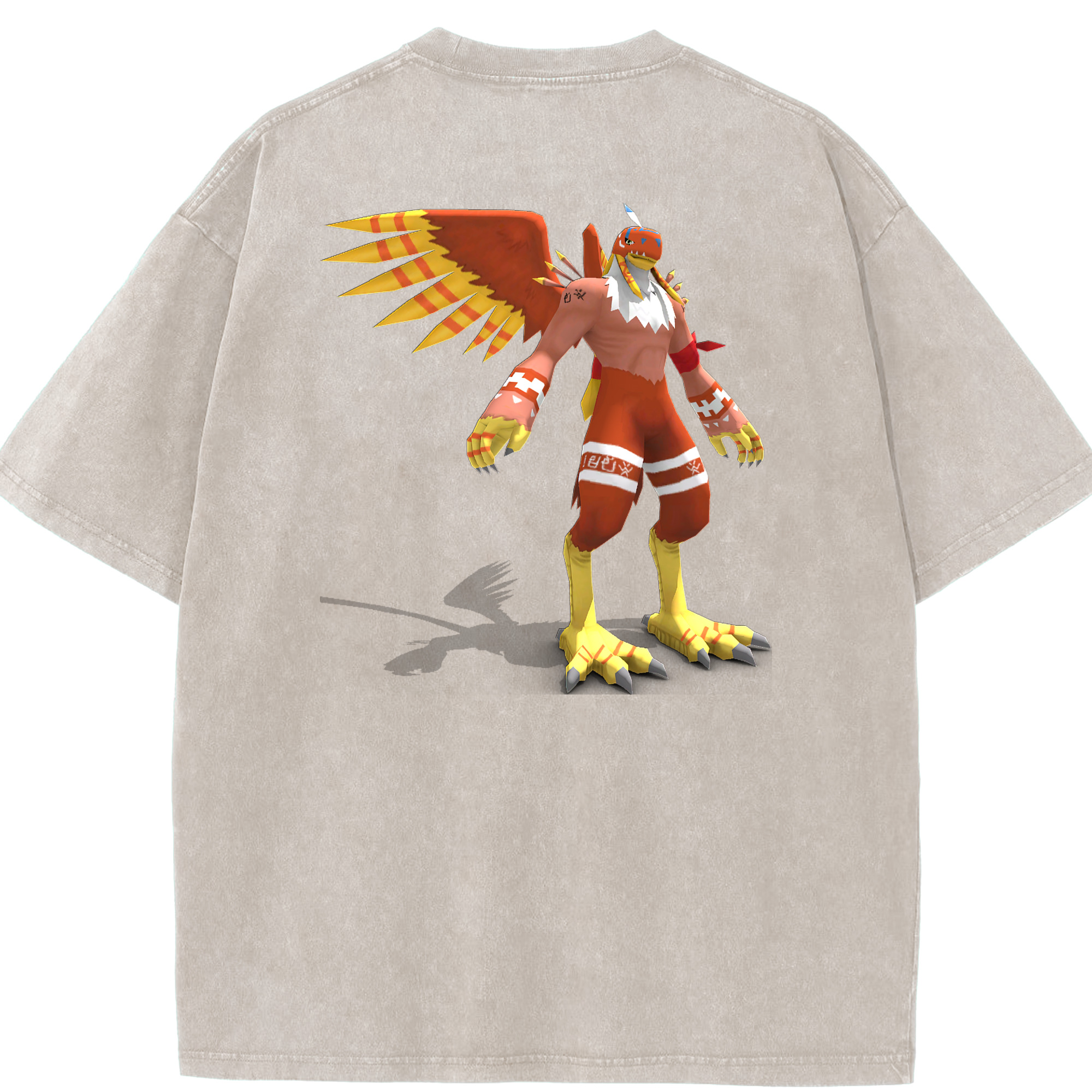 （画像用） Digimon デジタルモンスター/デジモン 綿100% ヴィンテージ風 半袖Tシャツ（背面プリント）