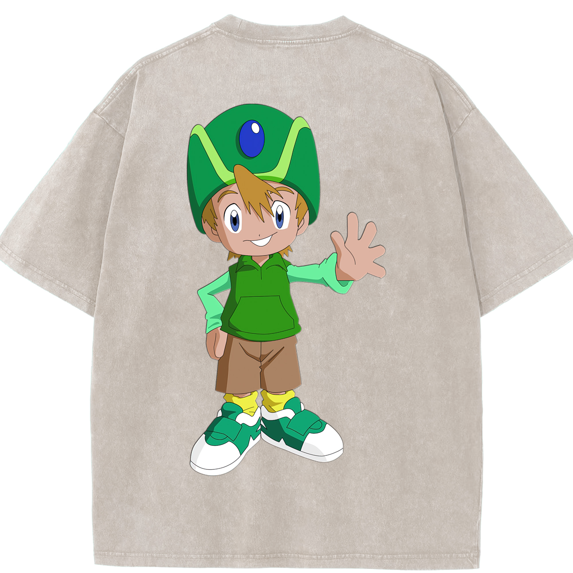 （画像用） Digimon デジタルモンスター/デジモン 綿100% ヴィンテージ風 半袖Tシャツ（背面プリント）
