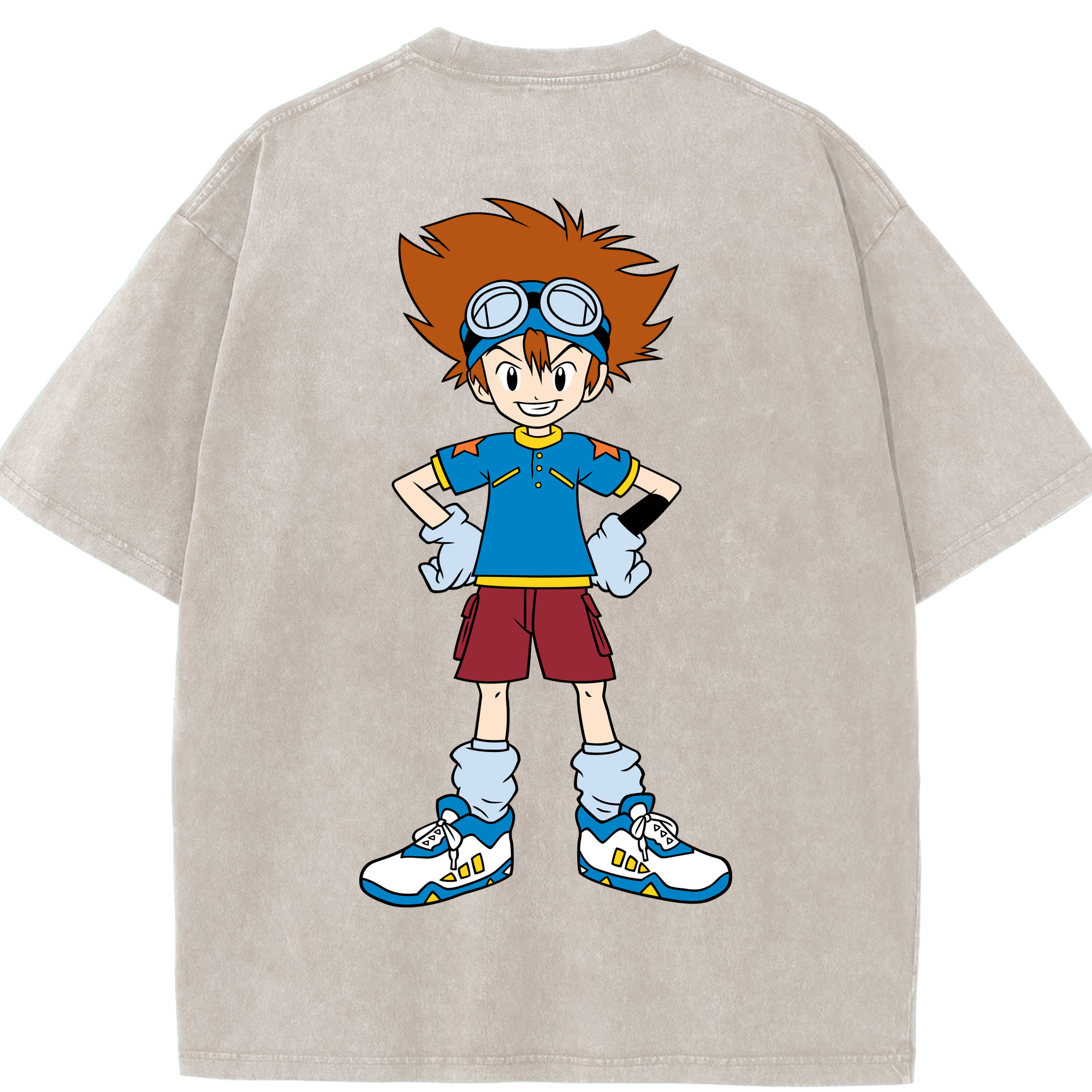 （画像用） Digimon デジタルモンスター/デジモン 綿100% ヴィンテージ風 半袖Tシャツ（背面プリント）