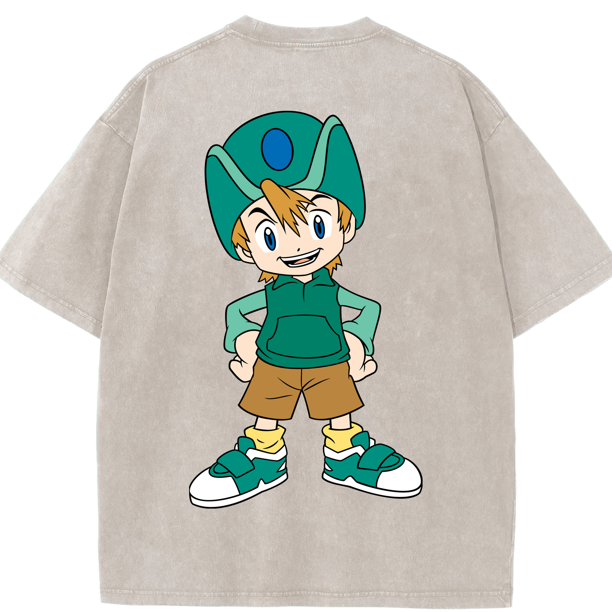 （画像用） Digimon デジタルモンスター/デジモン 綿100% ヴィンテージ風 半袖Tシャツ（背面プリント）