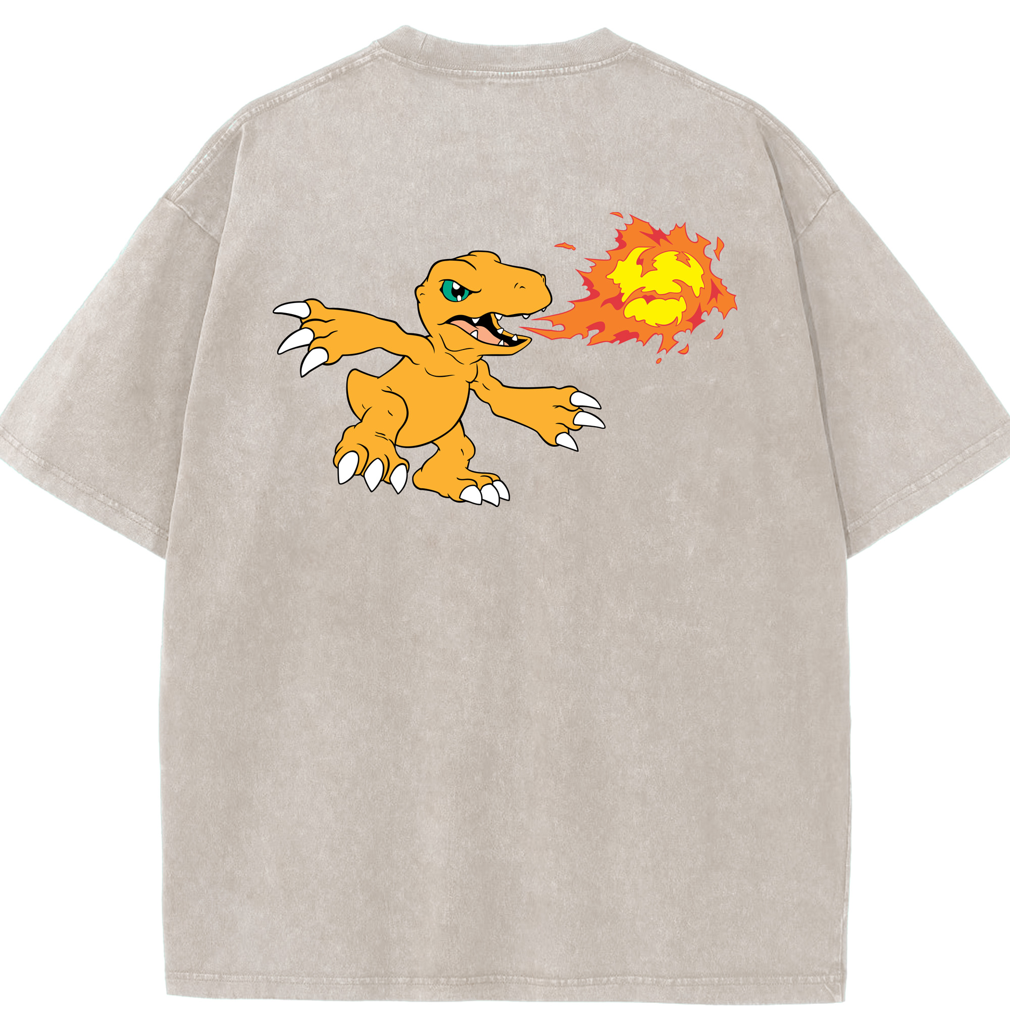 （画像用） Digimon デジタルモンスター/デジモン 綿100% ヴィンテージ風 半袖Tシャツ（背面プリント）