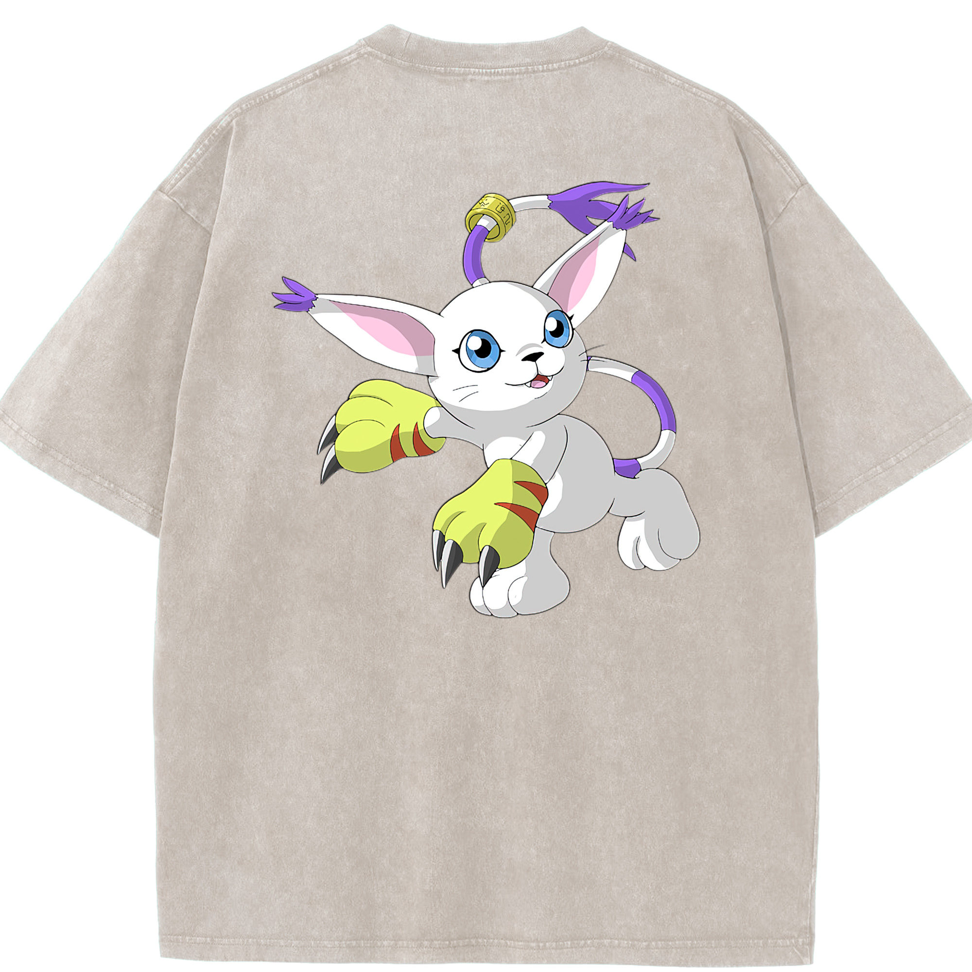 （画像用） Digimon デジタルモンスター/デジモン 綿100% ヴィンテージ風 半袖Tシャツ（背面プリント）