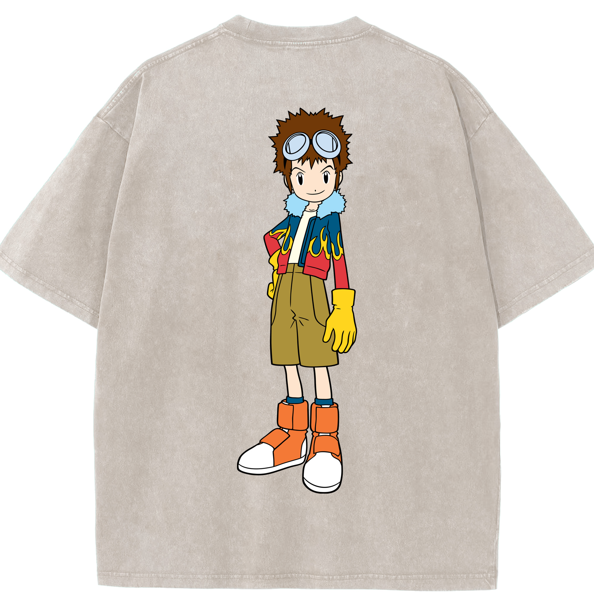 （画像用） Digimon デジタルモンスター/デジモン 綿100% ヴィンテージ風 半袖Tシャツ（背面プリント）