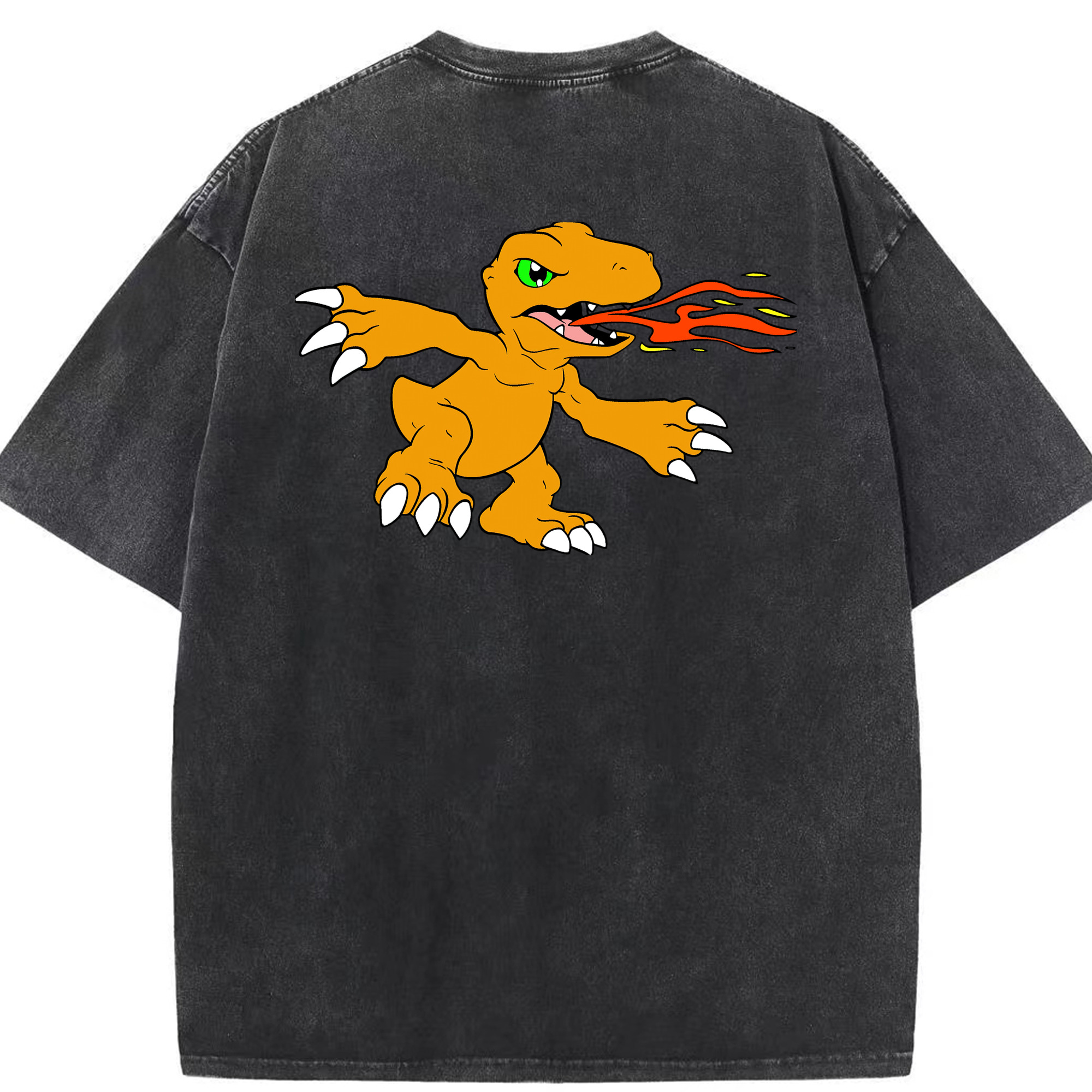 （画像用） Digimon デジタルモンスター/デジモン 綿100% ヴィンテージ風 半袖Tシャツ（背面プリント）