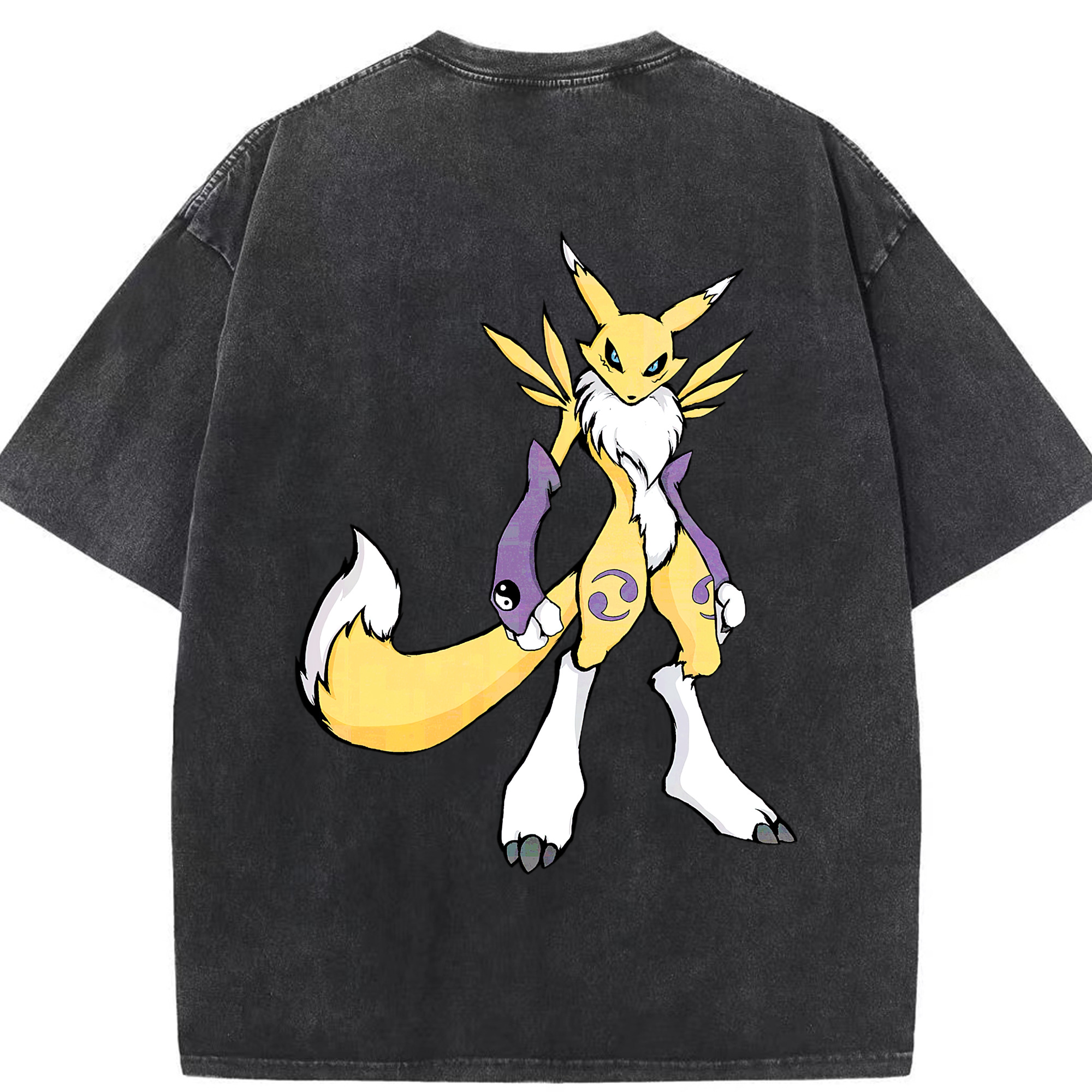 （画像用） Digimon デジタルモンスター/デジモン 綿100% ヴィンテージ風 半袖Tシャツ（背面プリント）