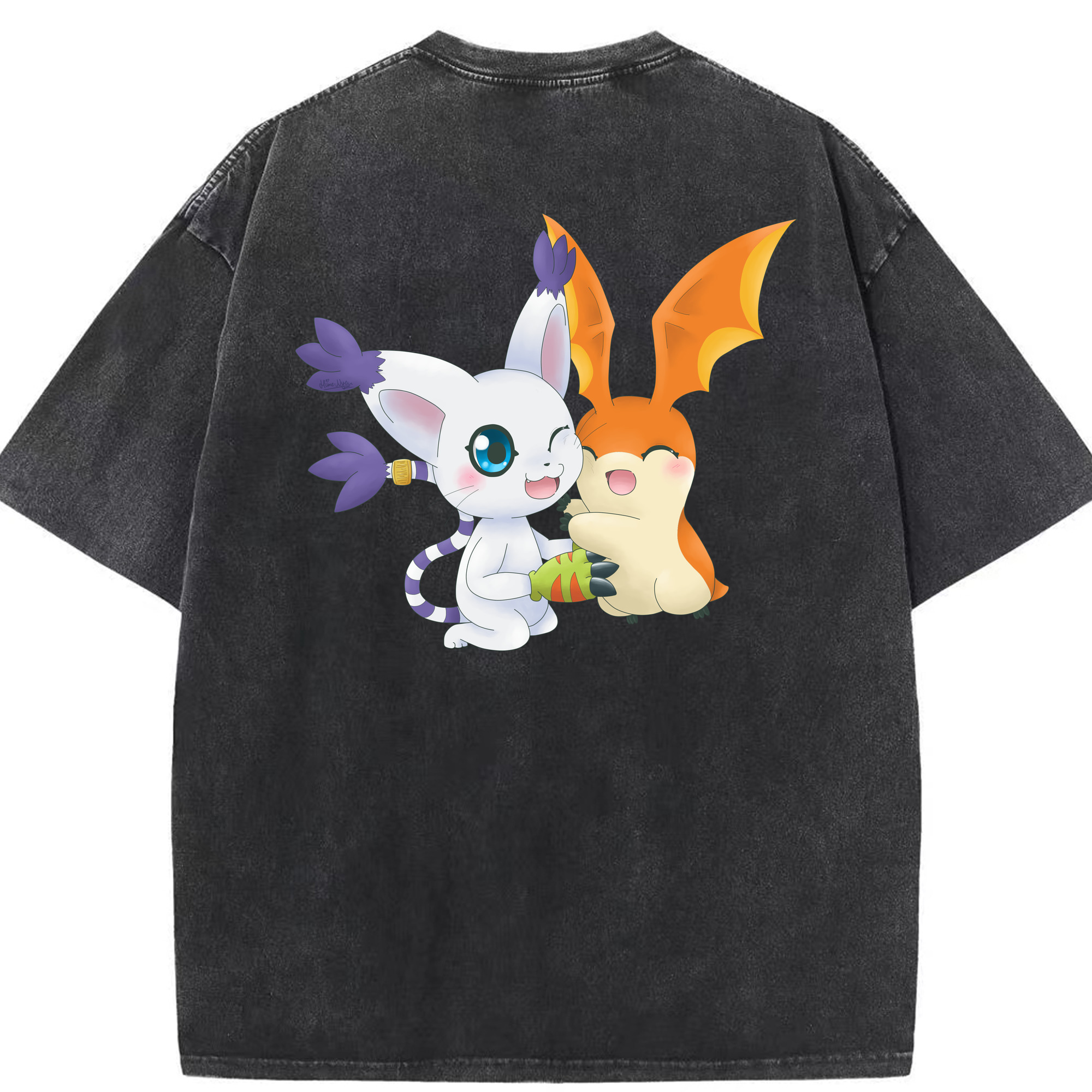 （画像用） Digimon デジタルモンスター/デジモン 綿100% ヴィンテージ風 半袖Tシャツ（背面プリント）