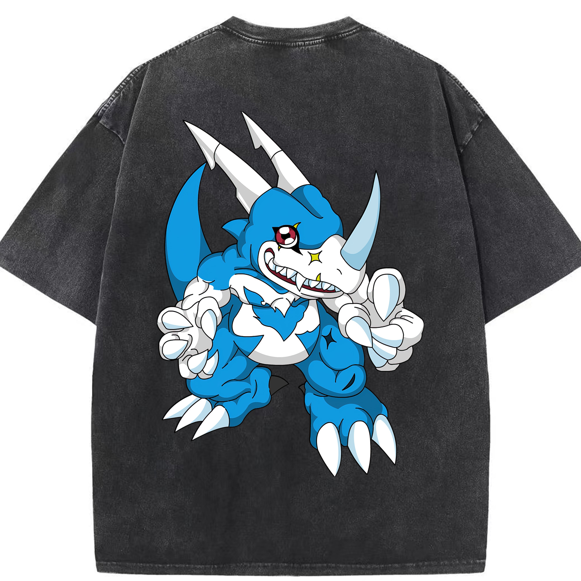 （画像用） Digimon デジタルモンスター/デジモン 綿100% ヴィンテージ風 半袖Tシャツ（背面プリント）