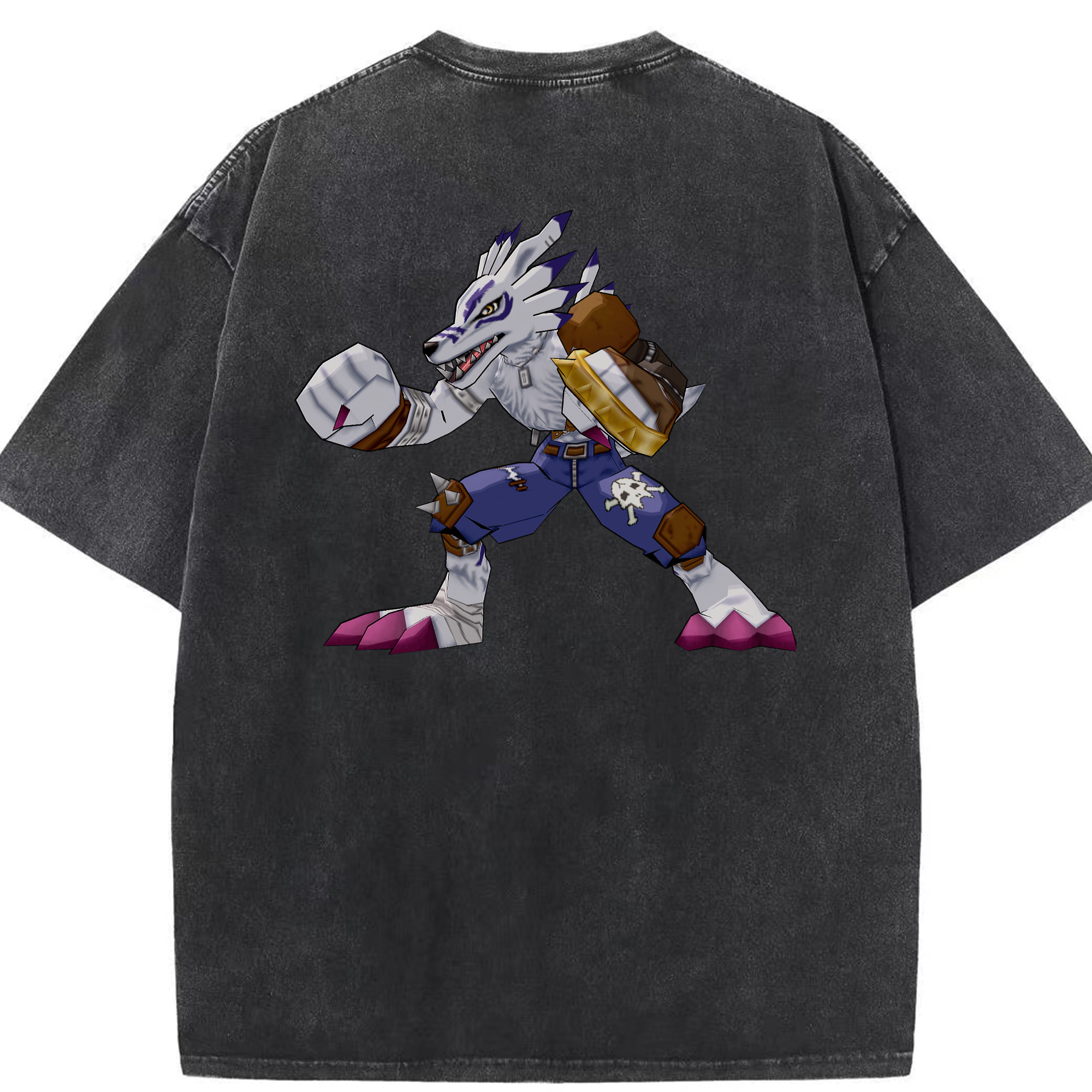 （画像用） Digimon デジタルモンスター/デジモン 綿100% ヴィンテージ風 半袖Tシャツ（背面プリント）