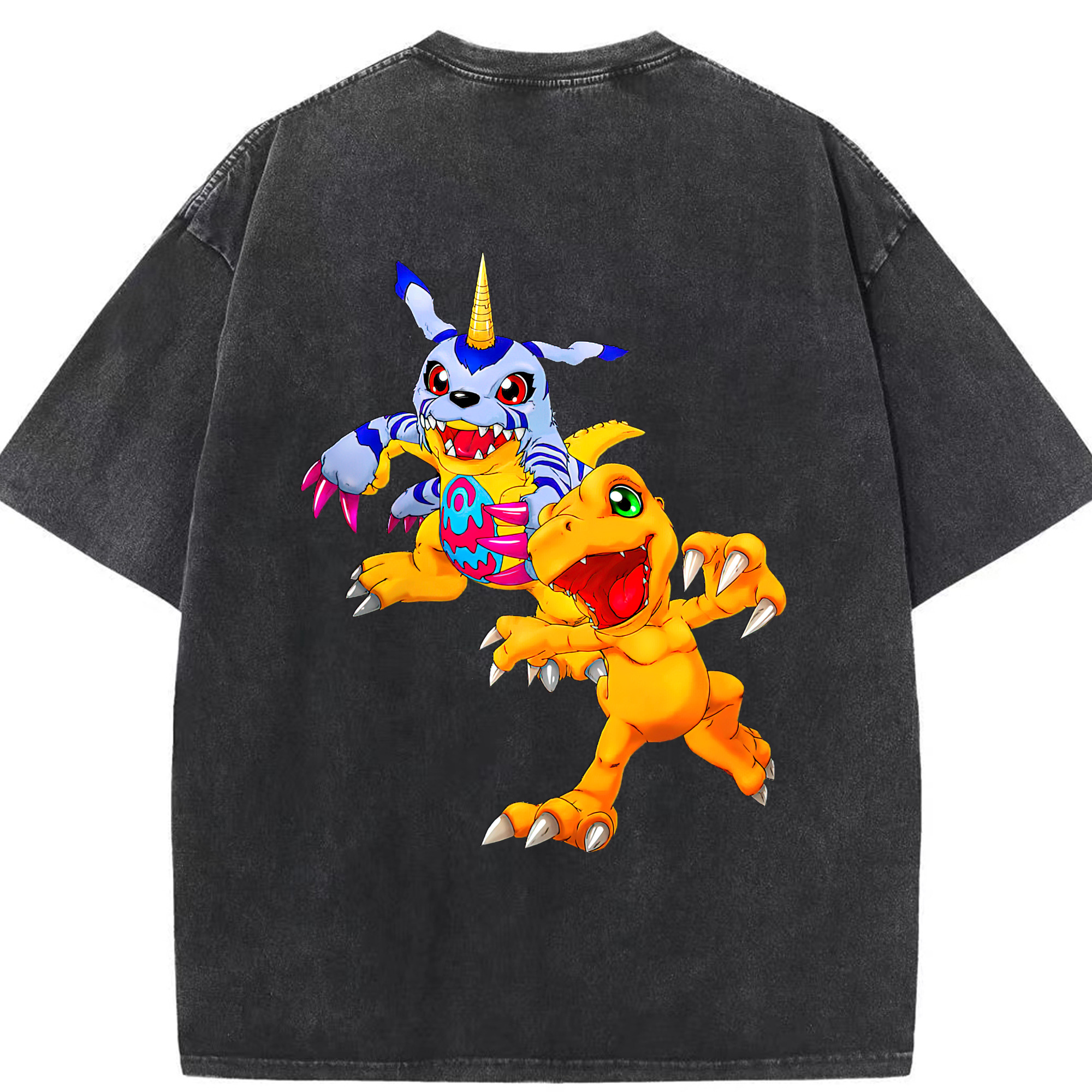 （画像用） Digimon デジタルモンスター/デジモン 綿100% ヴィンテージ風 半袖Tシャツ（背面プリント）