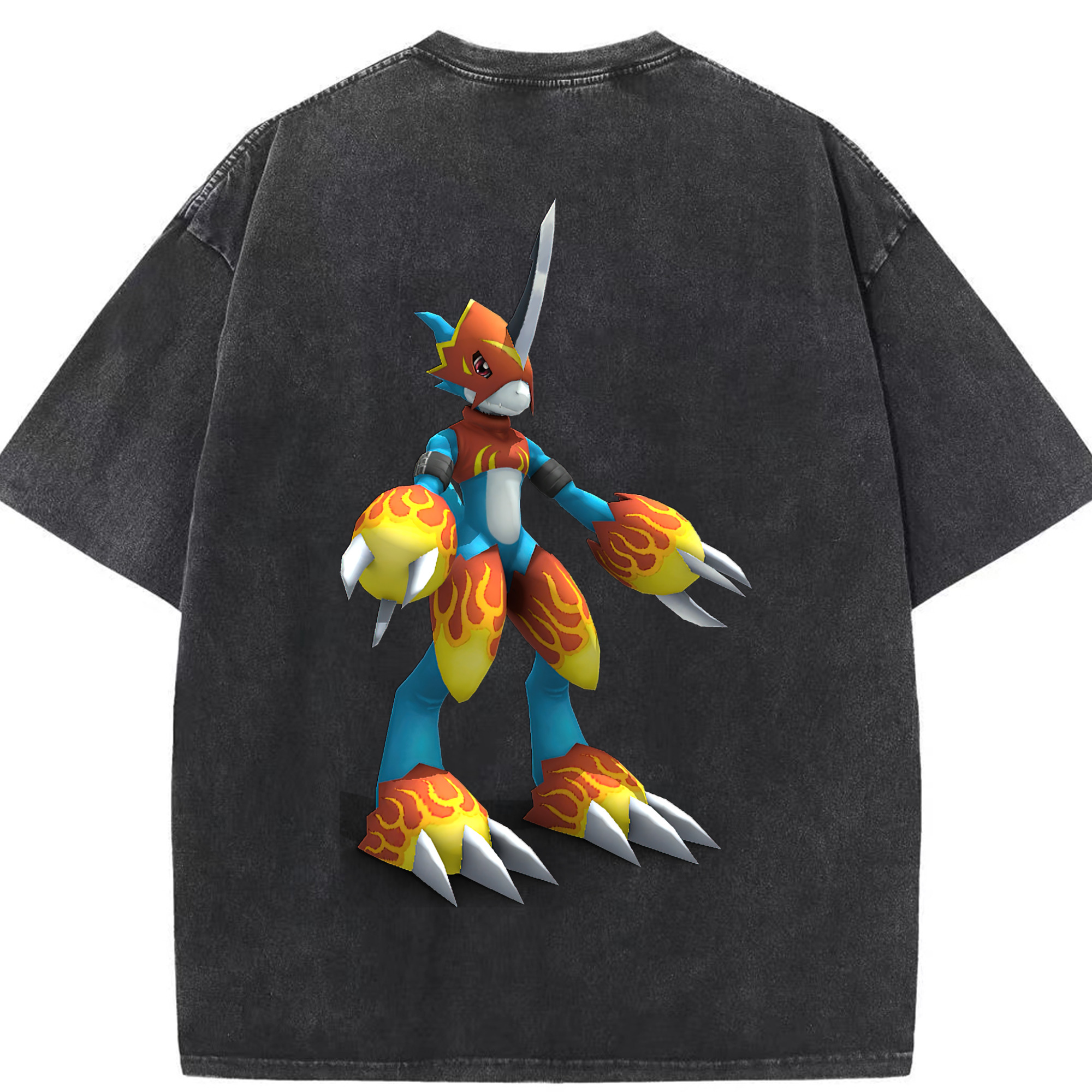 （画像用） Digimon デジタルモンスター/デジモン 綿100% ヴィンテージ風 半袖Tシャツ（背面プリント）