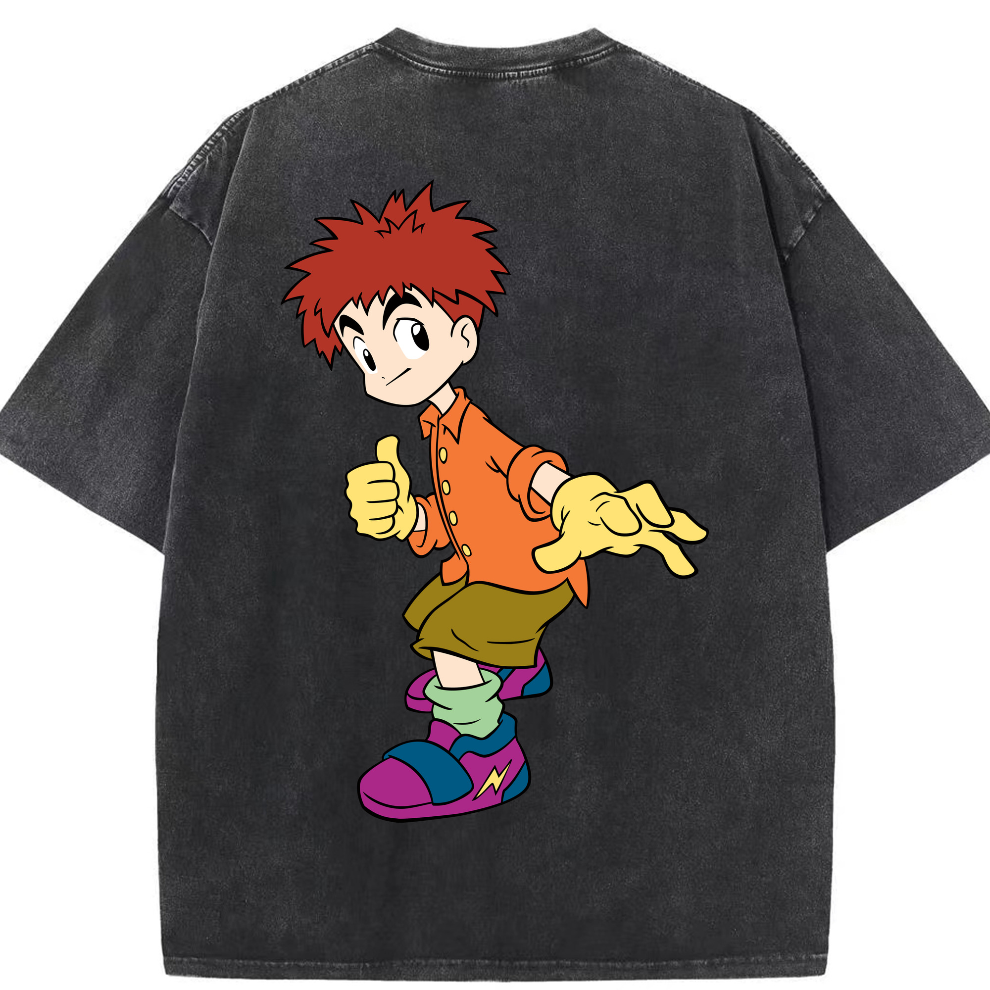 （画像用） Digimon デジタルモンスター/デジモン 綿100% ヴィンテージ風 半袖Tシャツ（背面プリント）