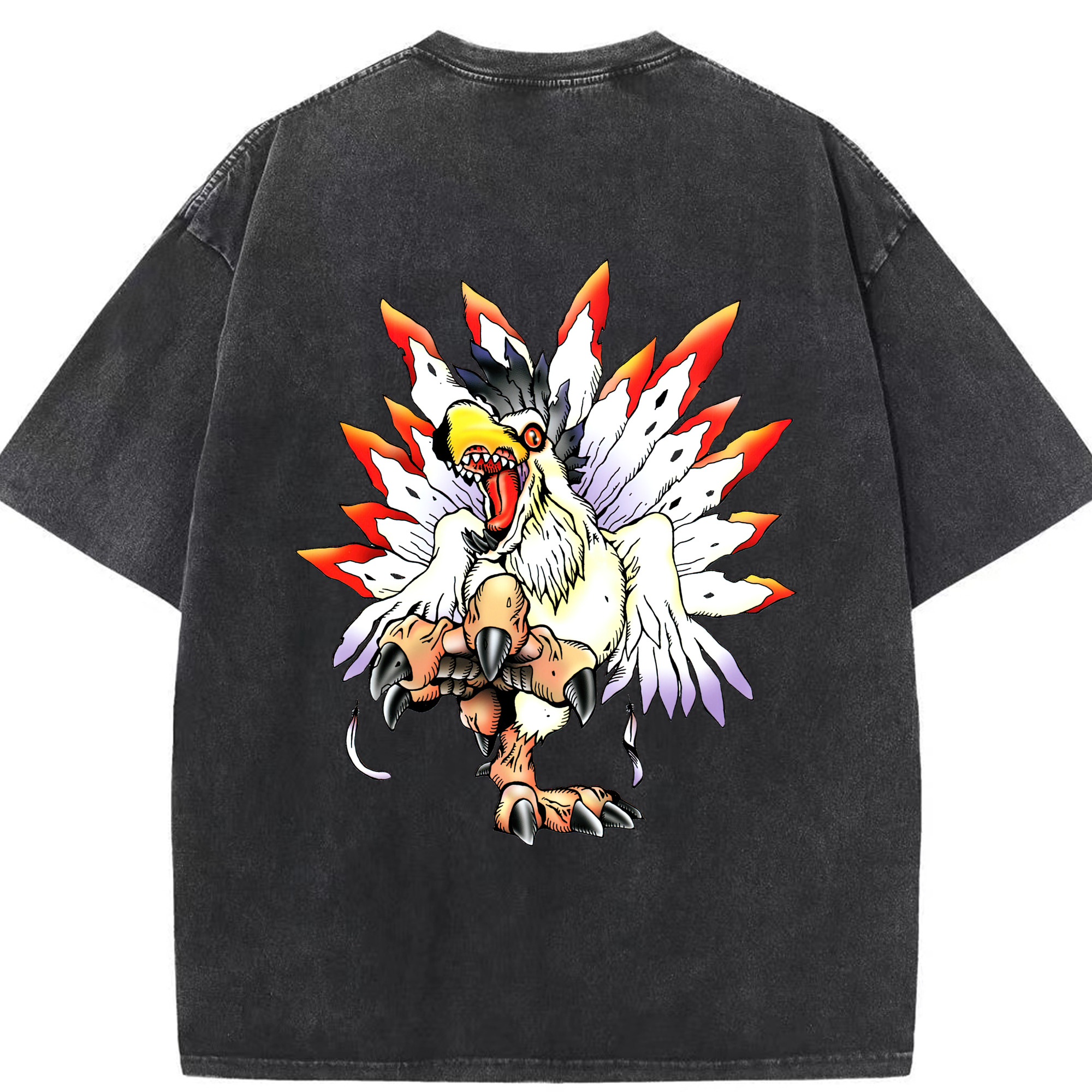 （画像用） Digimon デジタルモンスター/デジモン 綿100% ヴィンテージ風 半袖Tシャツ（背面プリント）