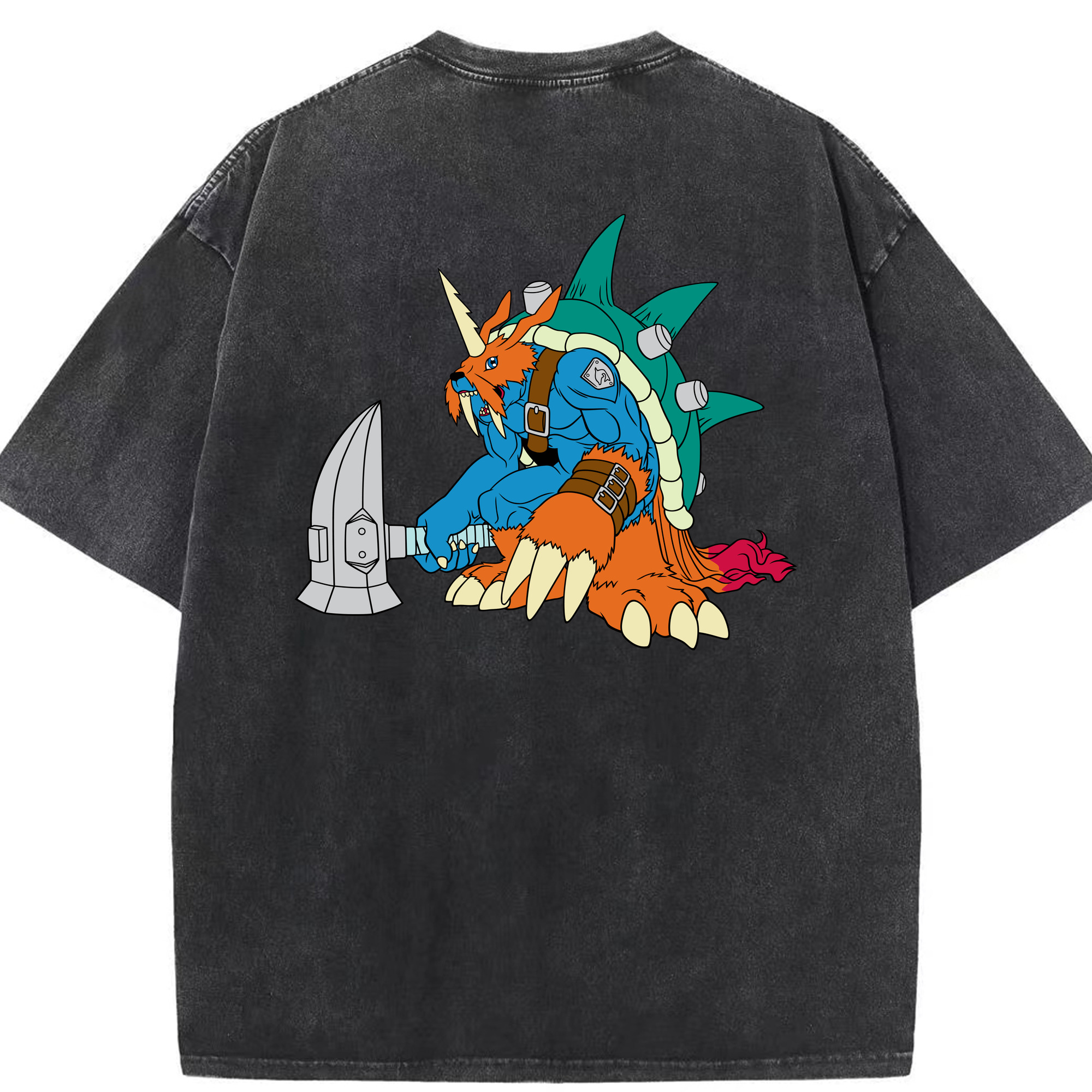 （画像用） Digimon デジタルモンスター/デジモン 綿100% ヴィンテージ風 半袖Tシャツ（背面プリント）