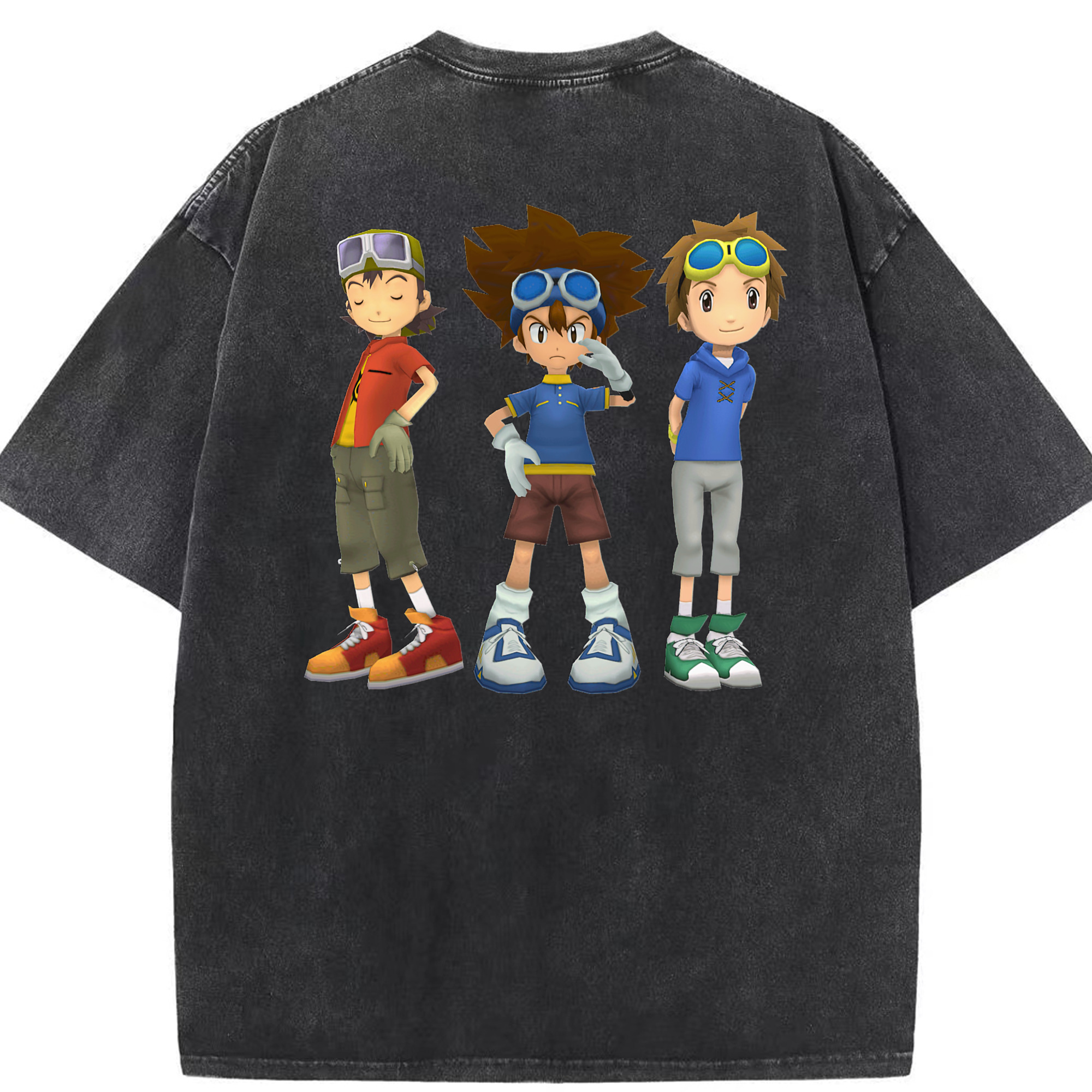 （画像用） Digimon デジタルモンスター/デジモン 綿100% ヴィンテージ風 半袖Tシャツ（背面プリント）