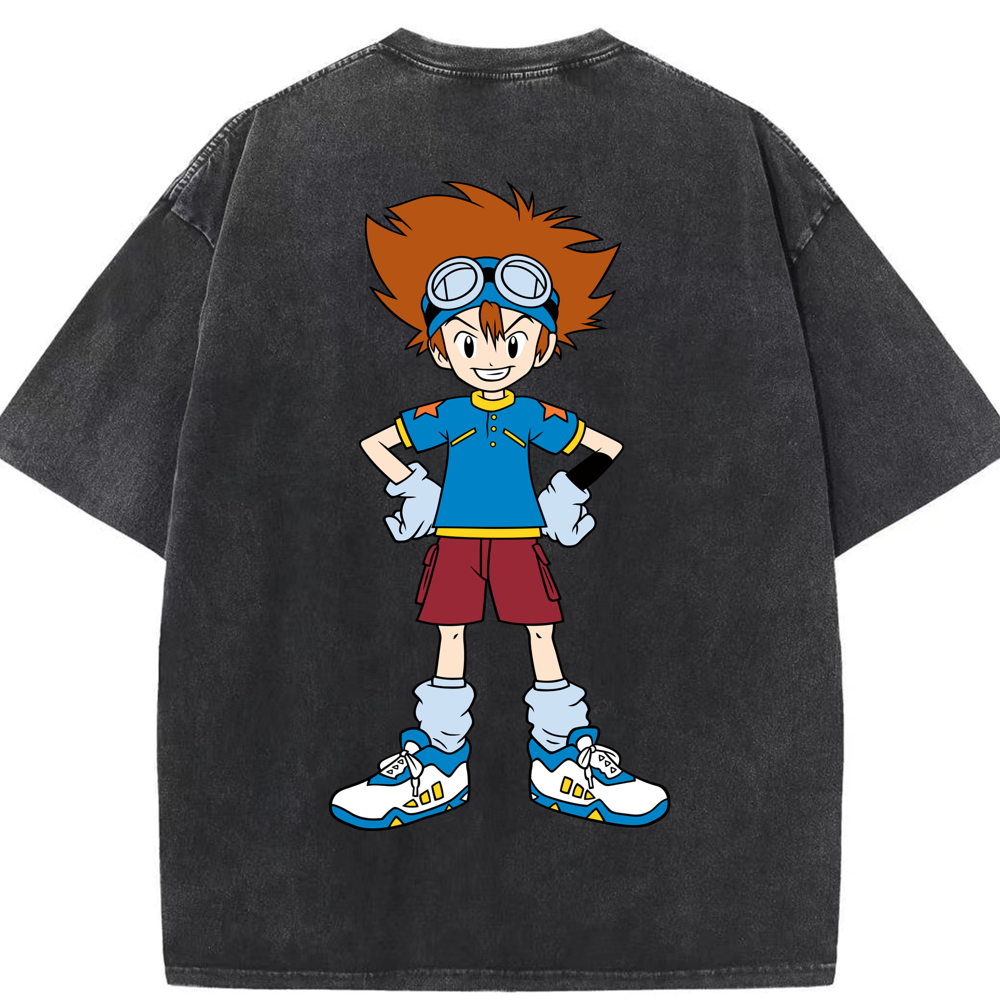 （画像用） Digimon デジタルモンスター/デジモン 綿100% ヴィンテージ風 半袖Tシャツ（背面プリント）