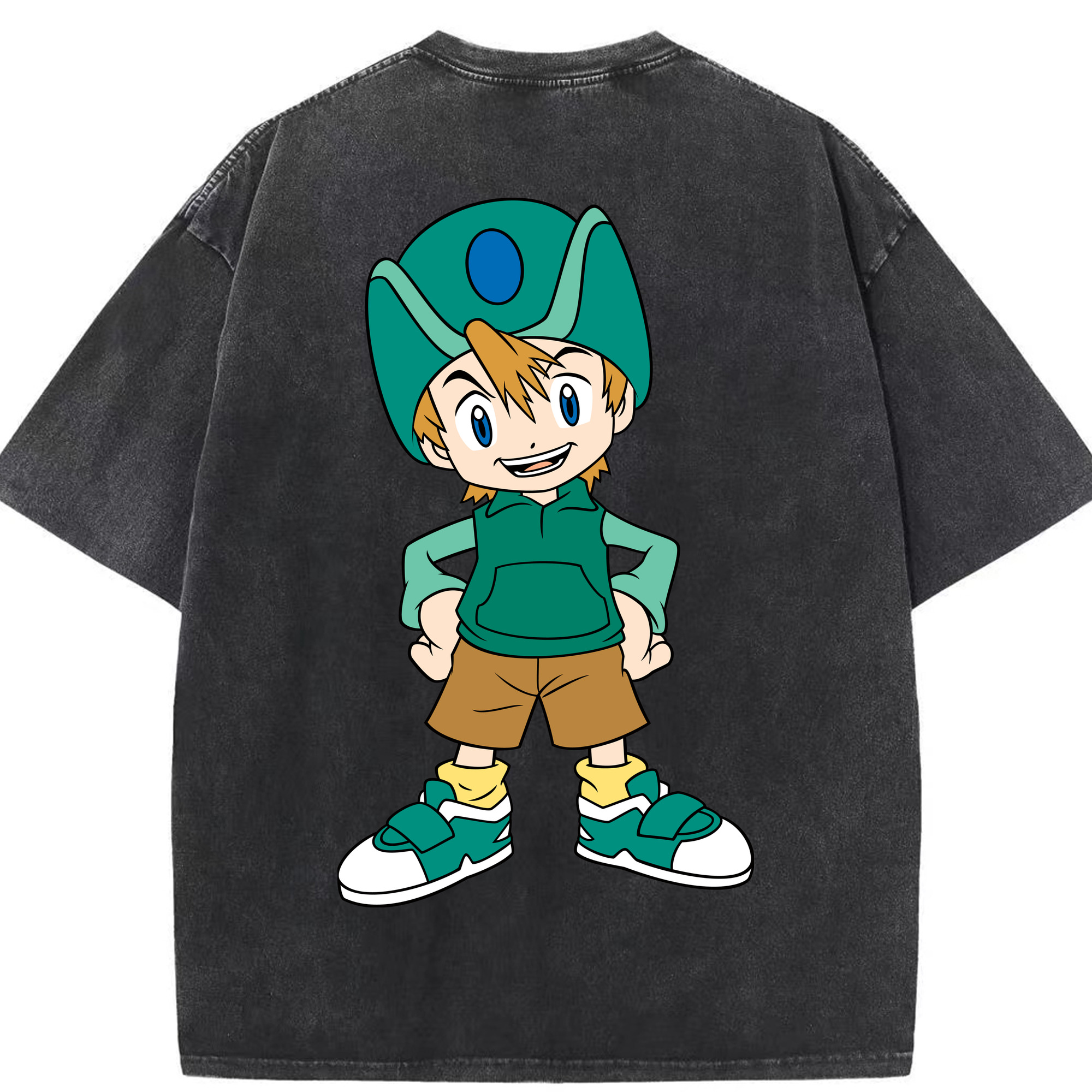 （画像用） Digimon デジタルモンスター/デジモン 綿100% ヴィンテージ風 半袖Tシャツ（背面プリント）