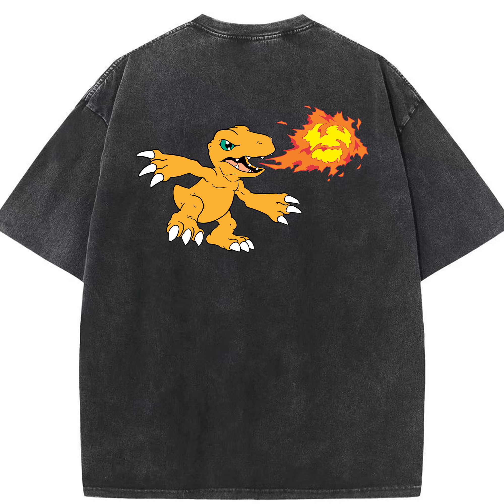 （画像用） Digimon デジタルモンスター/デジモン 綿100% ヴィンテージ風 半袖Tシャツ（背面プリント）