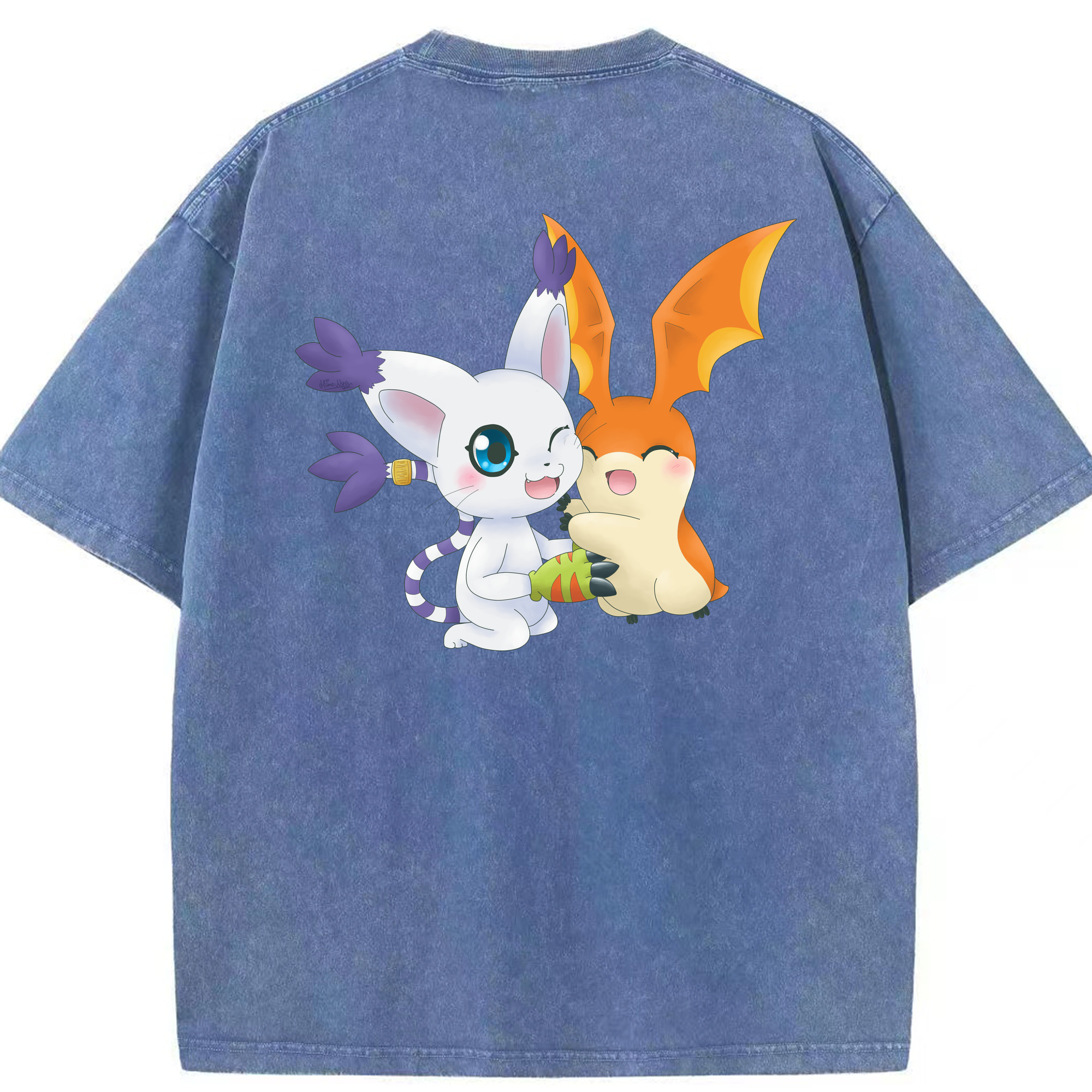 （画像用） Digimon デジタルモンスター/デジモン 綿100% ヴィンテージ風 半袖Tシャツ（背面プリント）