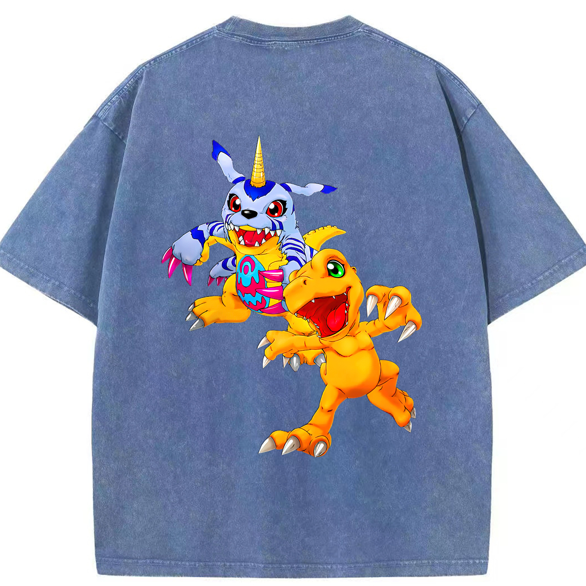 （画像用） Digimon デジタルモンスター/デジモン 綿100% ヴィンテージ風 半袖Tシャツ（背面プリント）