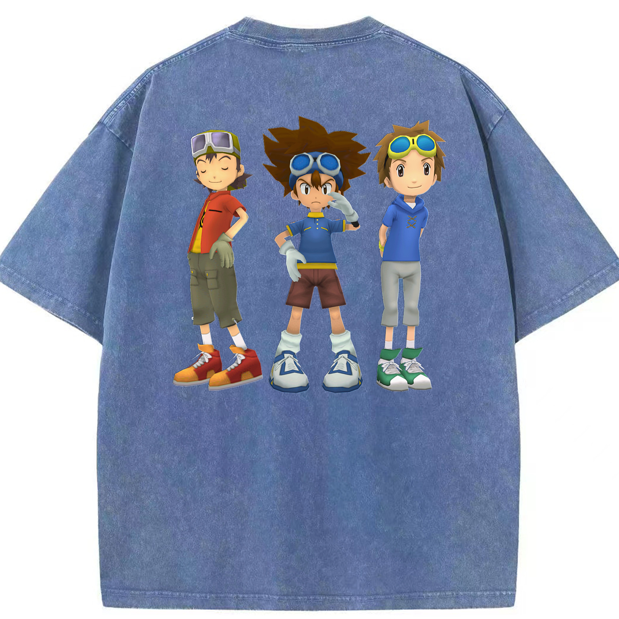 （画像用） Digimon デジタルモンスター/デジモン 綿100% ヴィンテージ風 半袖Tシャツ（背面プリント）