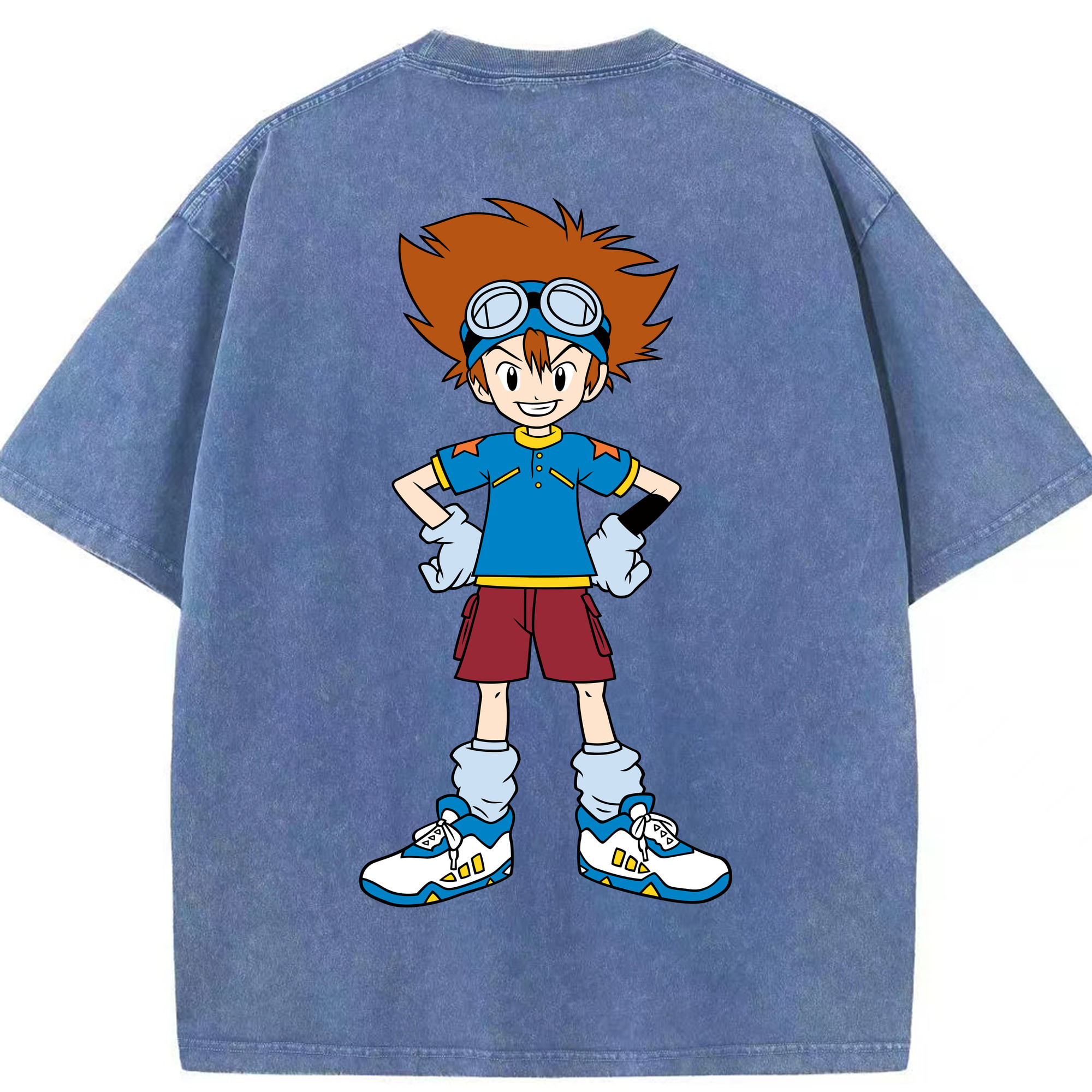 （画像用） Digimon デジタルモンスター/デジモン 綿100% ヴィンテージ風 半袖Tシャツ（背面プリント）