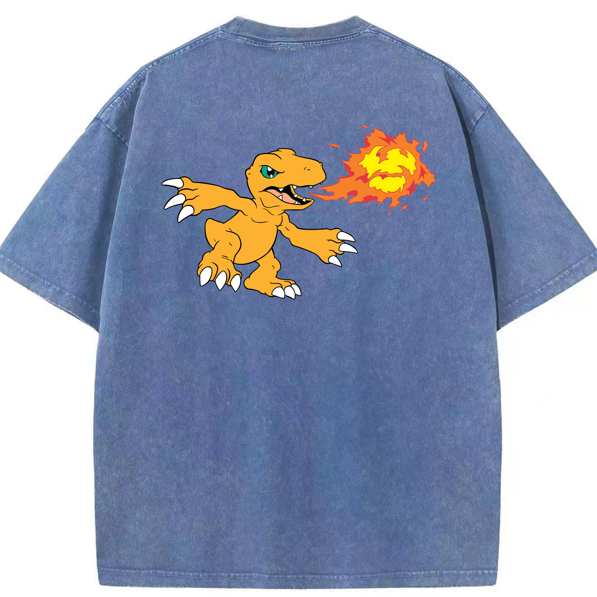 （画像用） Digimon デジタルモンスター/デジモン 綿100% ヴィンテージ風 半袖Tシャツ（背面プリント）
