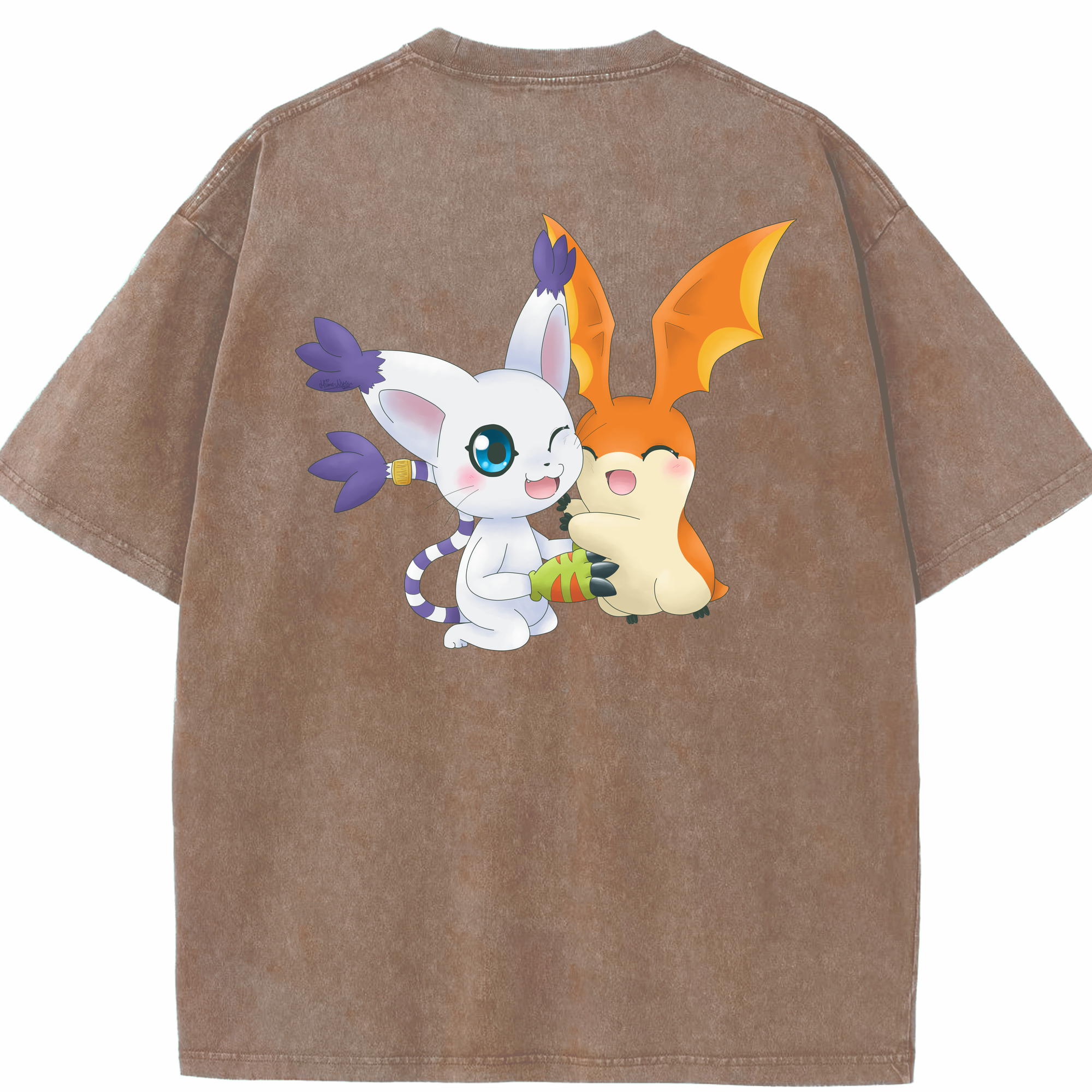（画像用） Digimon デジタルモンスター/デジモン 綿100% ヴィンテージ風 半袖Tシャツ（背面プリント）